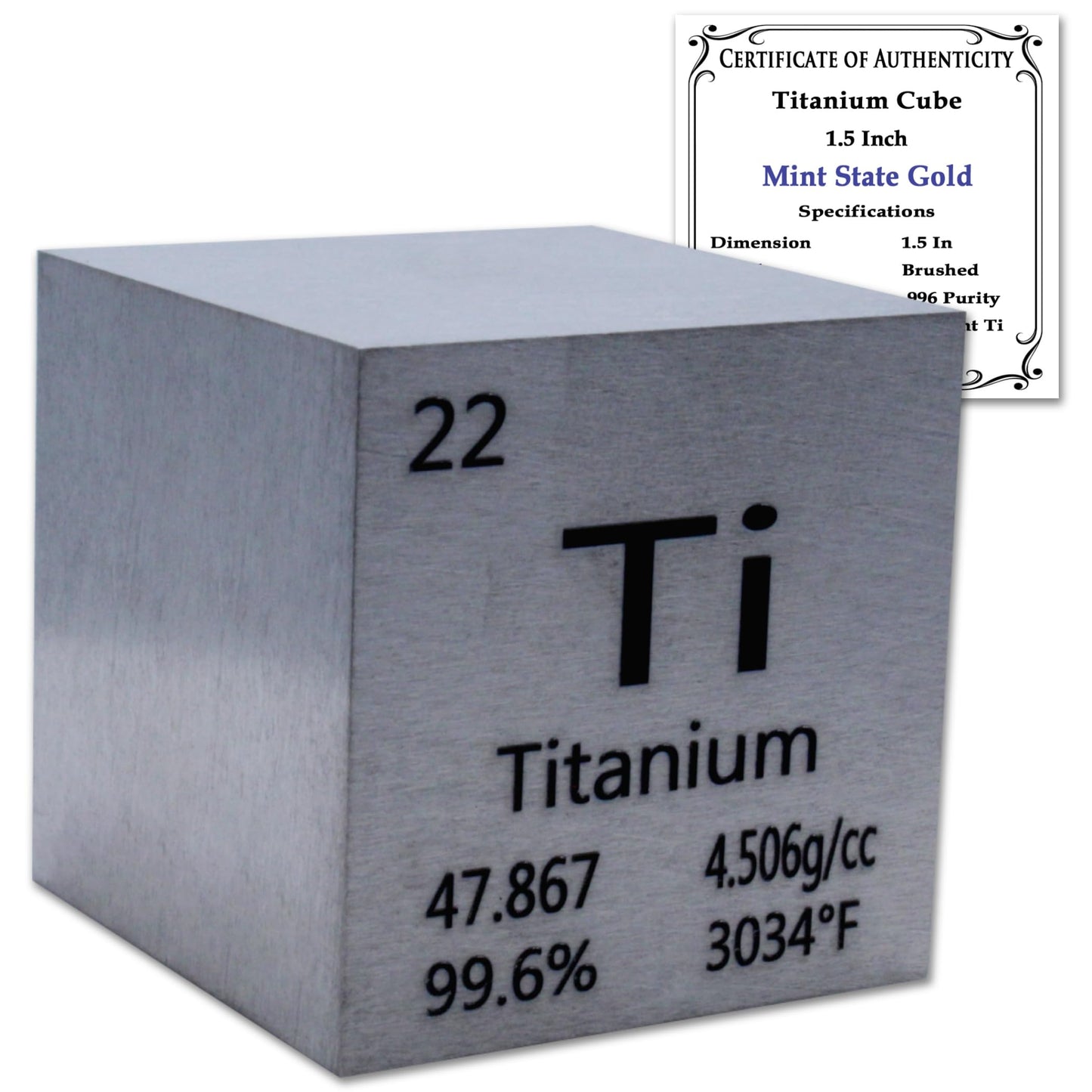 99.95% Pure 1" Inch Copper Cube - Element Design with Certificate of Authenticity