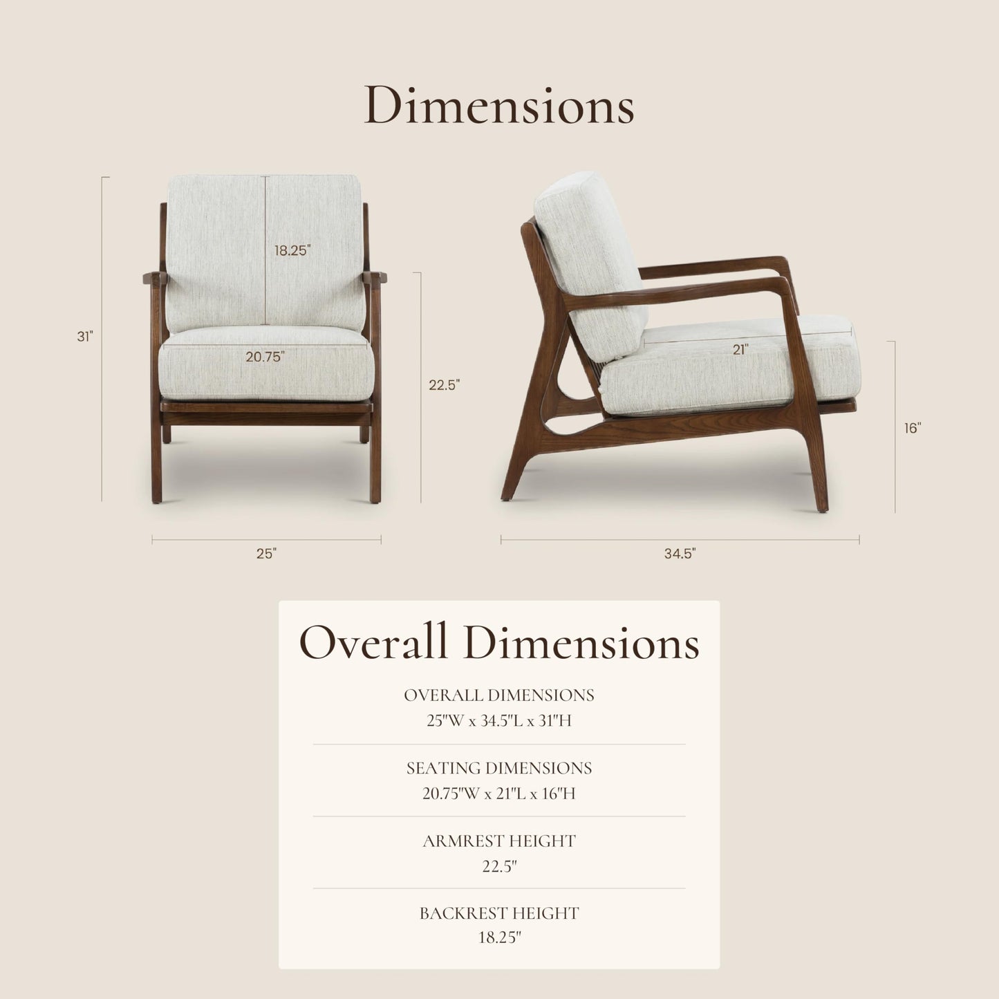 Poly & BARK Verity Leather Accent Chair – Armchair with Walnut Wood Frame – Fashion-Forward Lounge Seating for Living Room – Upholstered in Cognac Tan Leather for Modern Style