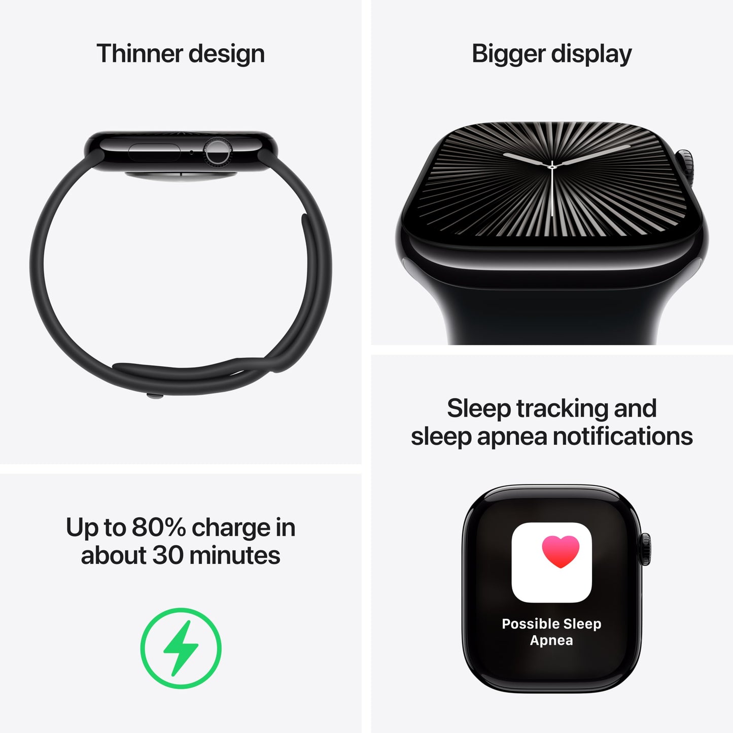 Apple Watch Series 10 [GPS + Cellular 42mm case] Smartwatch with Jet Black Aluminum Case with Black Sport Band - M/L. Fitness Tracker, ECG App, Always-On Retina Display, Water Resistant