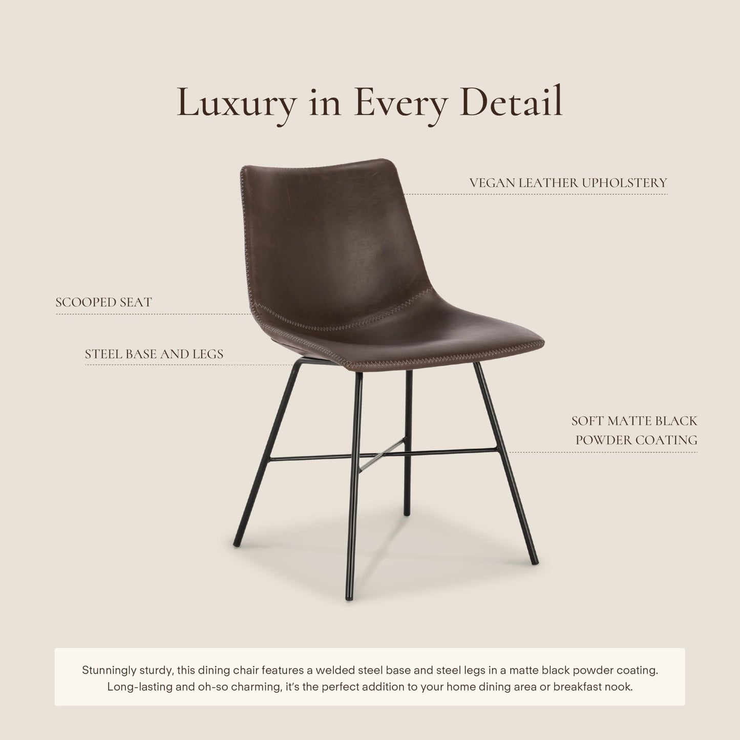 POLY & BARK Paxton Leather Counter Stools 24 Inches – Set of 2 - Counter Height Bar Stools with Back – Modern Barstools for Kitchen Island or Counters – Faux Leather & Matte Black Steel Base – Tan