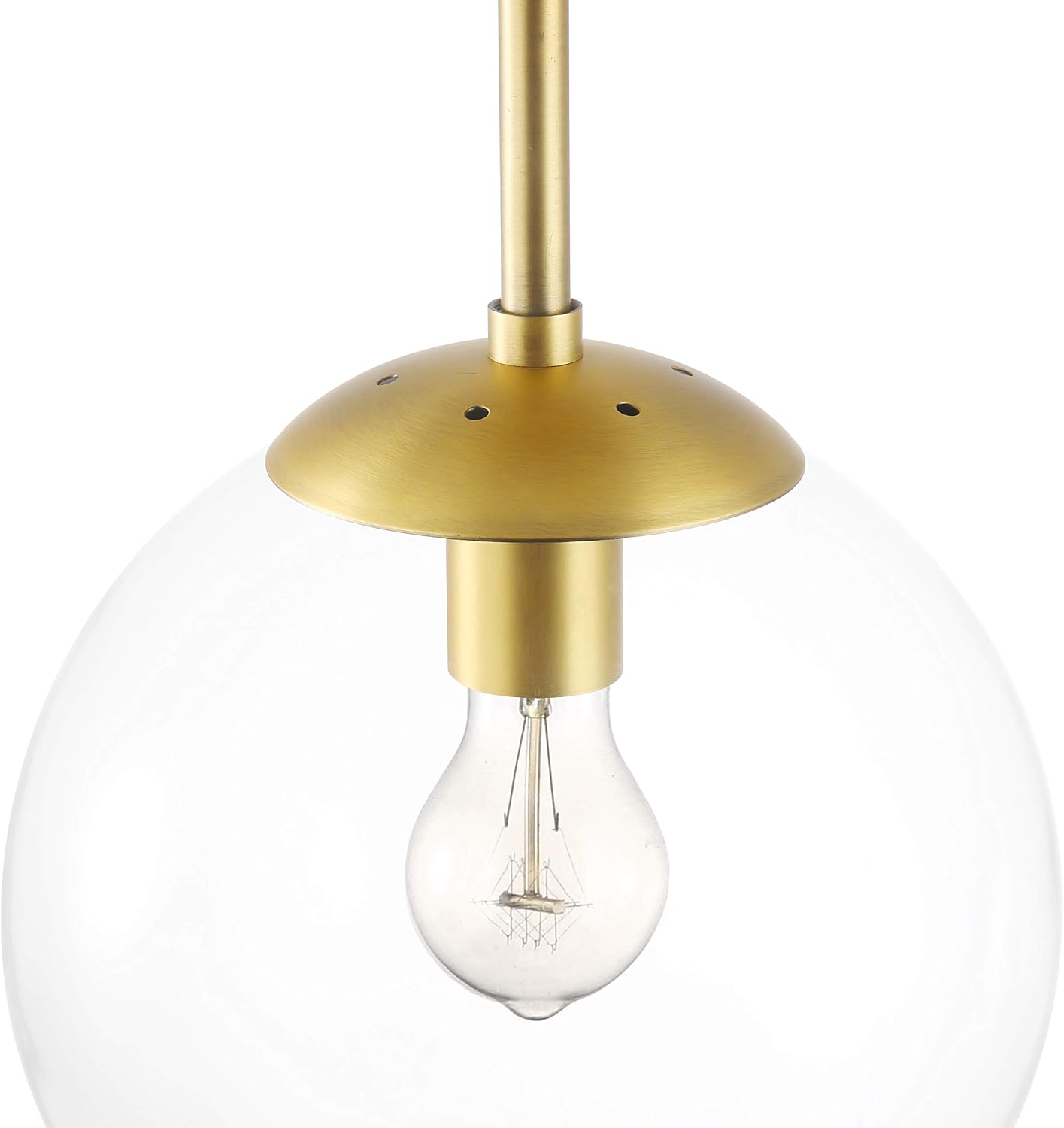 Light Society Zeno Globe Semi Flush Mount Ceiling Light, Clear Glass with Brass Finish, Contemporary Mid Century Modern Style Lighting Fixture (LS-C176-BRS-CLR)