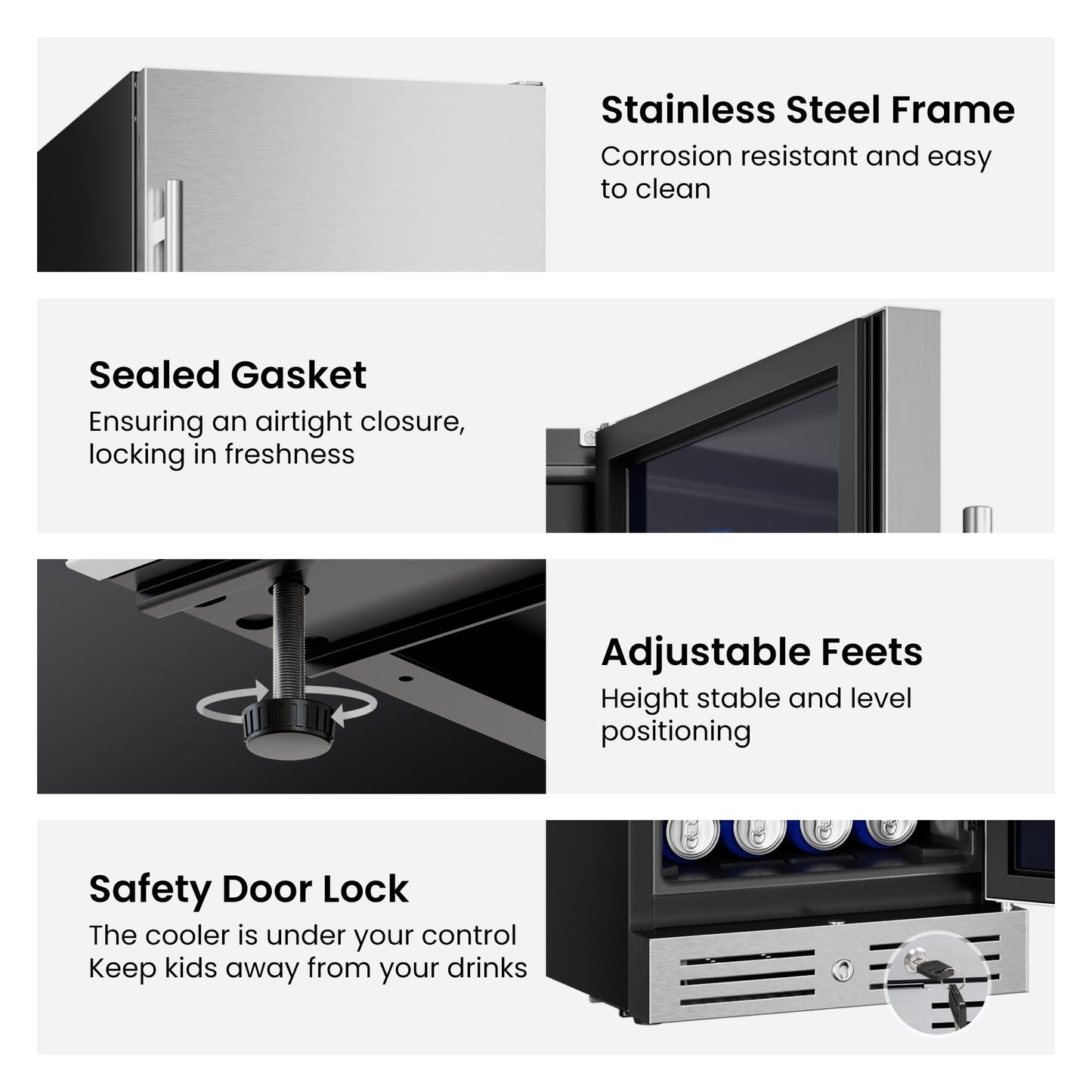 Yeego Beverage Refrigerator & Drink Fridge - 24 inch 180 Cans Beer Cooler Glass Door, 34-54℉ Under Counter Refrigerator Built-in for Drink Soda Wine for Bar Office Bedroom