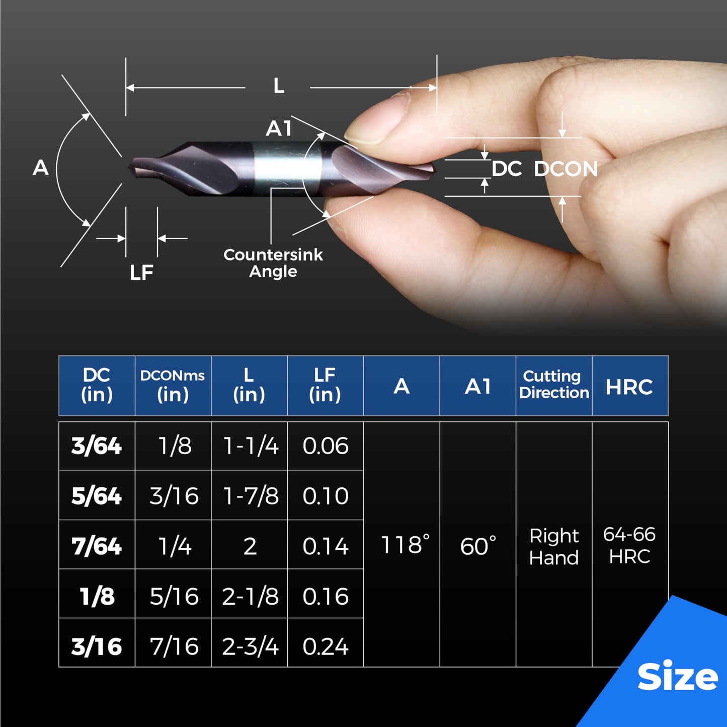 toolant Center Drill Bit Set, TiAlN Coated Cobalt M35 HSS Centering Drill Bit for Stainless Steel, Carbon Steel, Alloy Steel, Cast Iron, Copper, Other Hard Metals, #1-5, SAE 3/64"-3/16" (6pcs)
