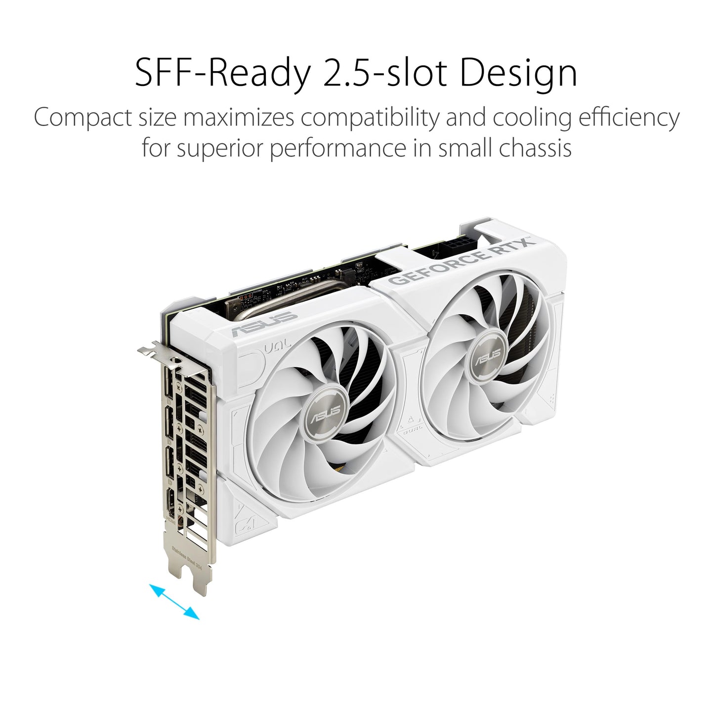 ASUS Dual NVIDIA GeForce RTX™ 5060 8GB GDDR7 White OC Edition Graphics Card, Desktop (PCIe 5.0, DLSS 4, HDMI 2.1b, DisplayPort 2.1b, 2.5-Slot, Axial-tech Fan, Dual BIOS), 3 Year Warranty