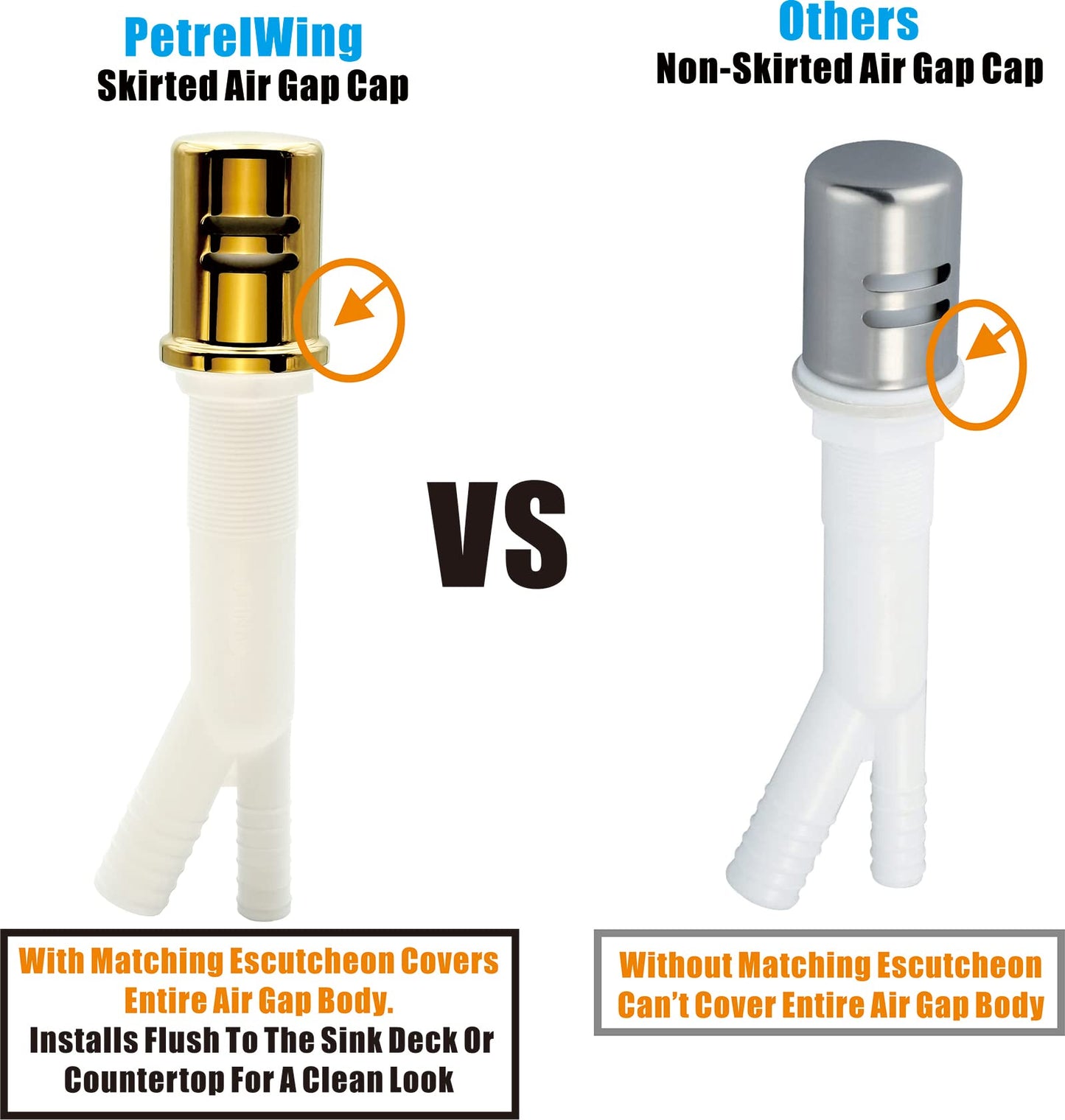 Dishwasher Air Gap Cover Black only, Skirted, Replacement Black air gap dishwasher,Solid Brass,Matte Black Finish