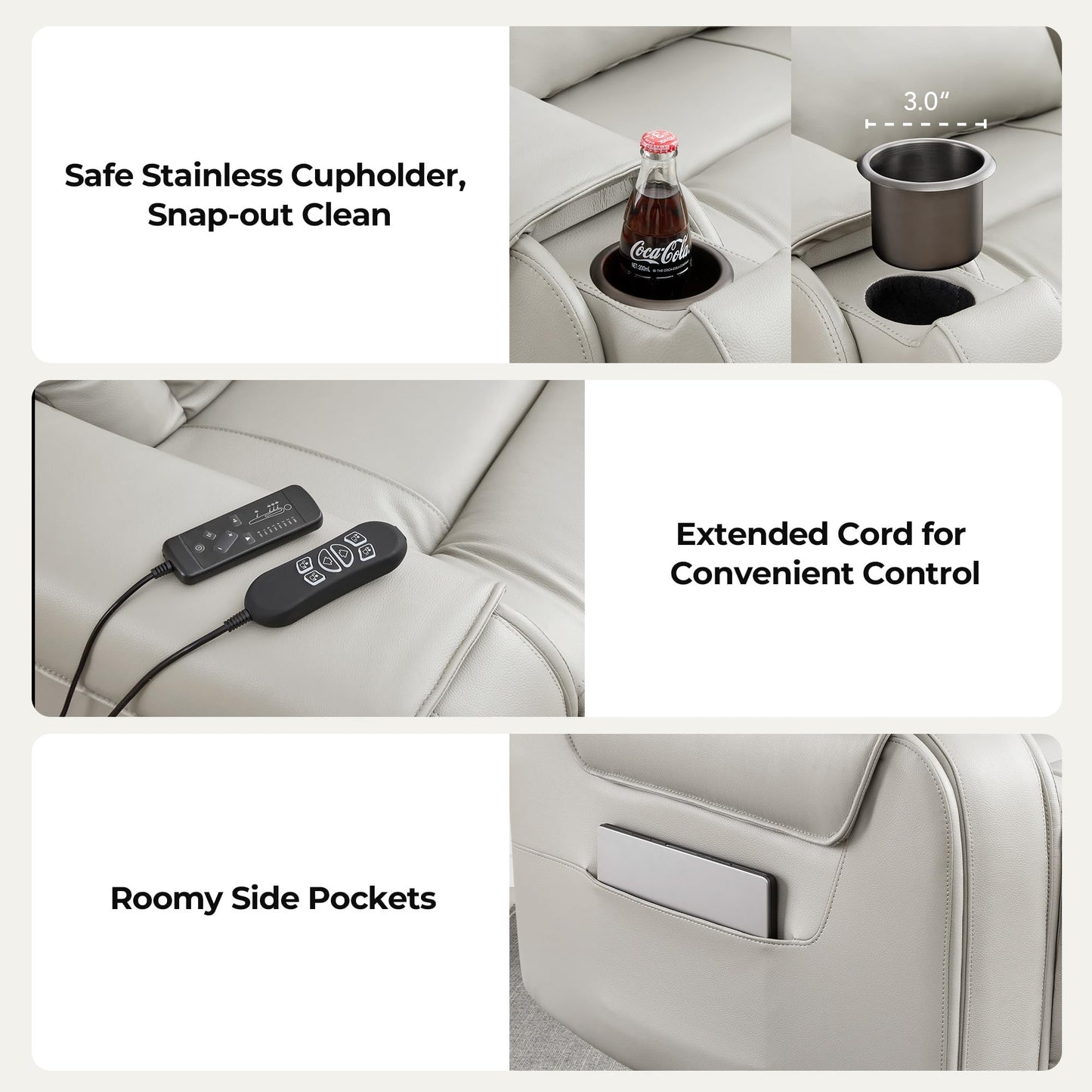 CHITA Electric Power Lift Recliner Chair for Elderly with Massage and Heat, Large Lay Flat Genuine Leather Recliner Chair with Cup Holders, USB Ports, Power Headrest, Independent Backrest, Saddle