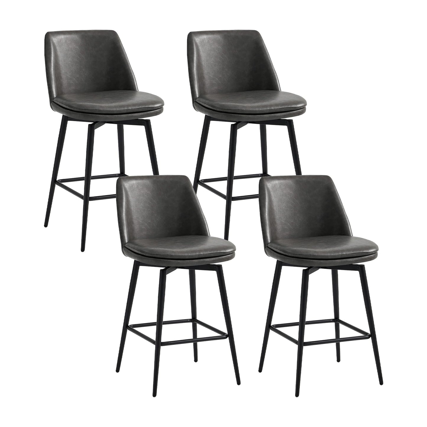 CHITA Swivel Bar Stools, 27.2" Counter Height Bar Stools Set of 3, FSC Certified Upholstered Modern Counter Stools, Metal Legs, Faux Leather, Saddle Brown