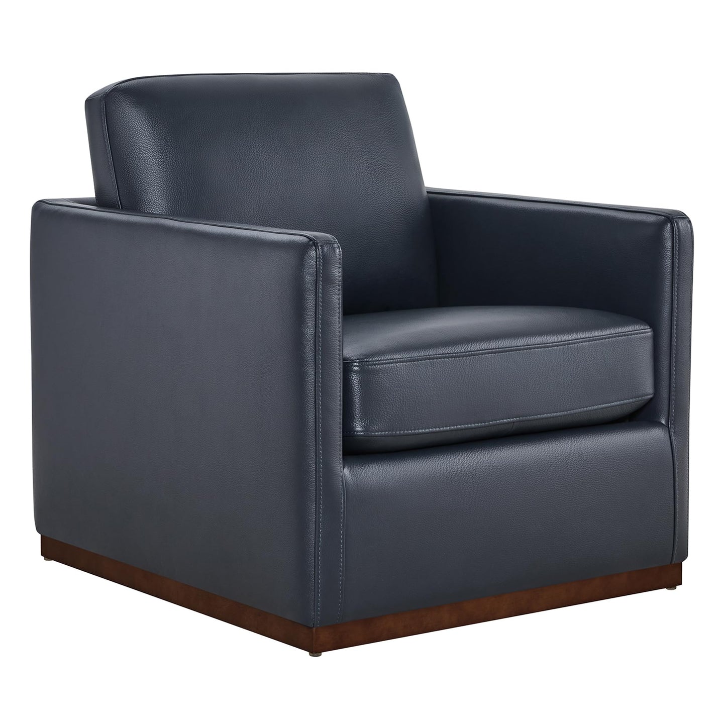 CHITA Genuine Leather Swivel Accent Chair, FSC Certified Mid Century Modern Arm Chair for Living Room and Bedroom, Fully Assembled, Saddle