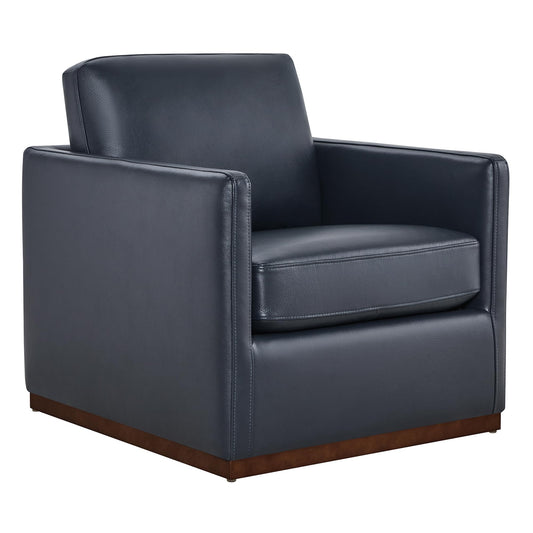 CHITA Genuine Leather Swivel Accent Chair, FSC Certified Mid Century Modern Arm Chair for Living Room and Bedroom, Fully Assembled, Saddle