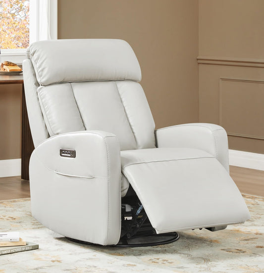 CHITA Leather Power Swivel Recliner Chair for Adults, Triple Motor Electric Rocker Recliner for Living Room with Adjustable Headrest and Lumbar Support, USB & Type-C Charging Ports, Cognac Brown
