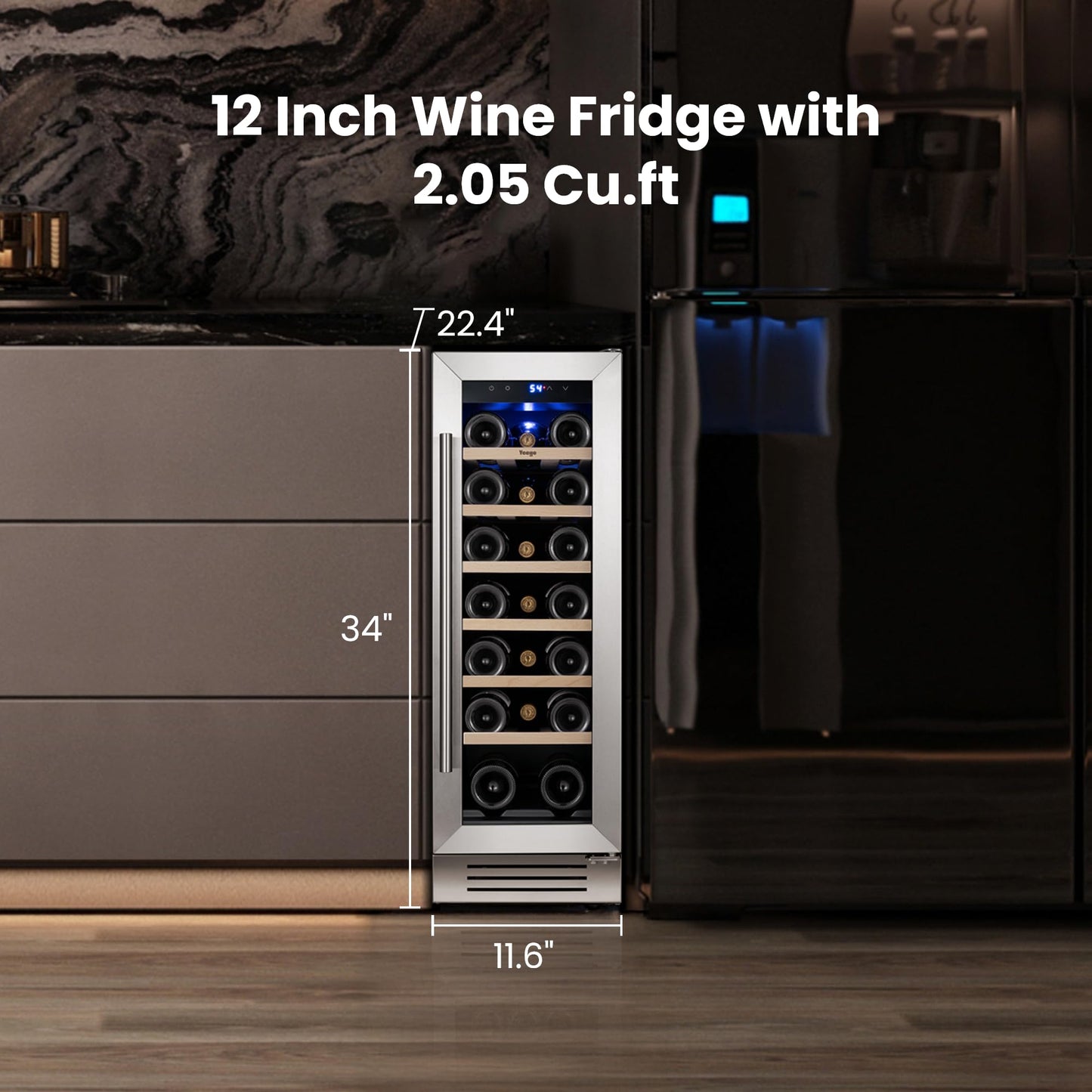 Yeego 24'' Wine Cooler Refrigerator - 52 Bottles Wine Fridge, 40-65°F Dual Zone Wine Refrigerator With Glass Door, Built-In/Freestanding/Under Counter, Adjustable Shelves Fridge for Home Bar Office