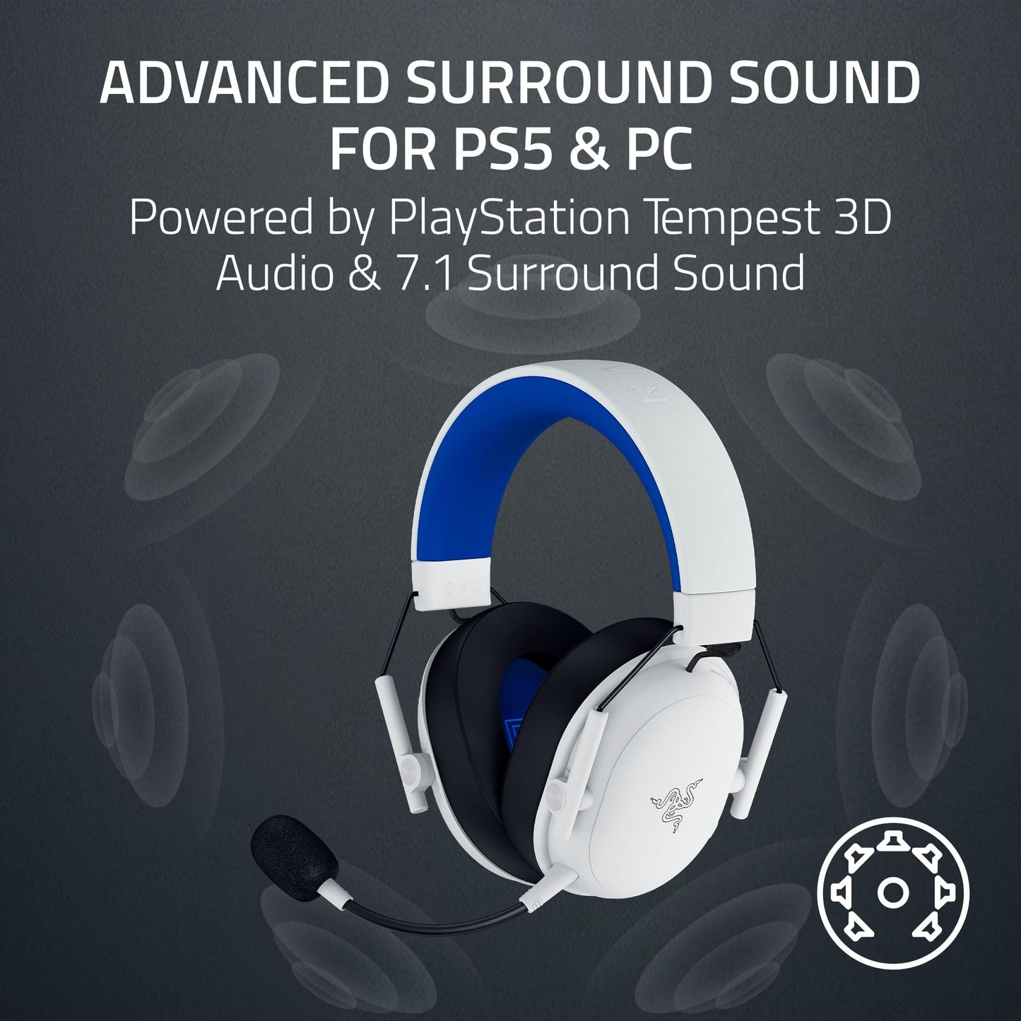 Razer BlackShark V3 X HyperSpeed Wireless Gaming Headset for PC: 50mm Drivers - Cardioid Mic - 2.4 GHz, Bluetooth, USB - Works with Mac, PS5, Nintendo Switch, Smartphone - 70 Hr Battery - Black