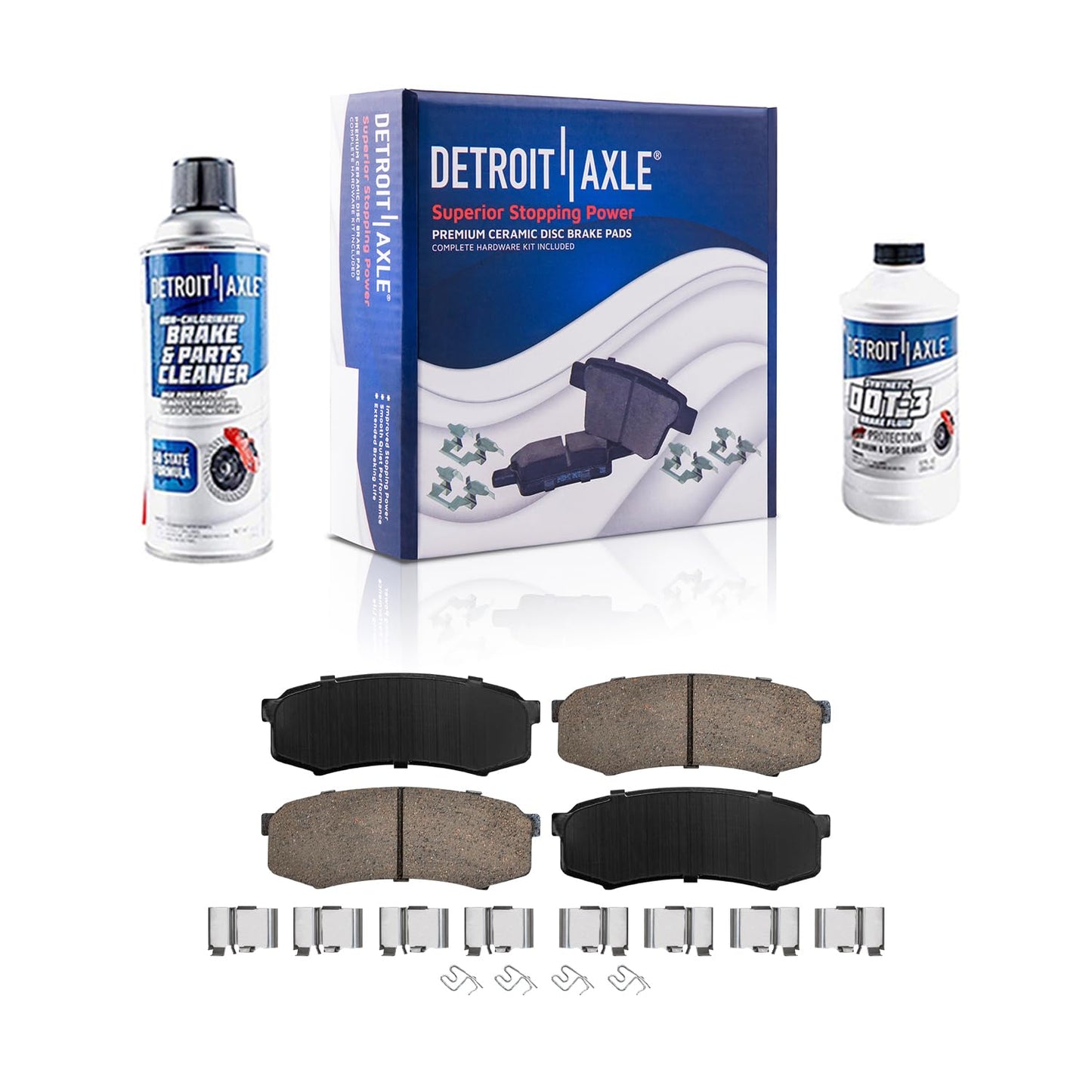 Detroit Axle - Front Brake Kit for 2012-2022 Ford F-250 Super Duty, 2013-2022 Ford F-350 Super Duty, 14.29" inch Drilled and Slotted Disc Brake Rotors Ceramic Brakes Pads Replacement