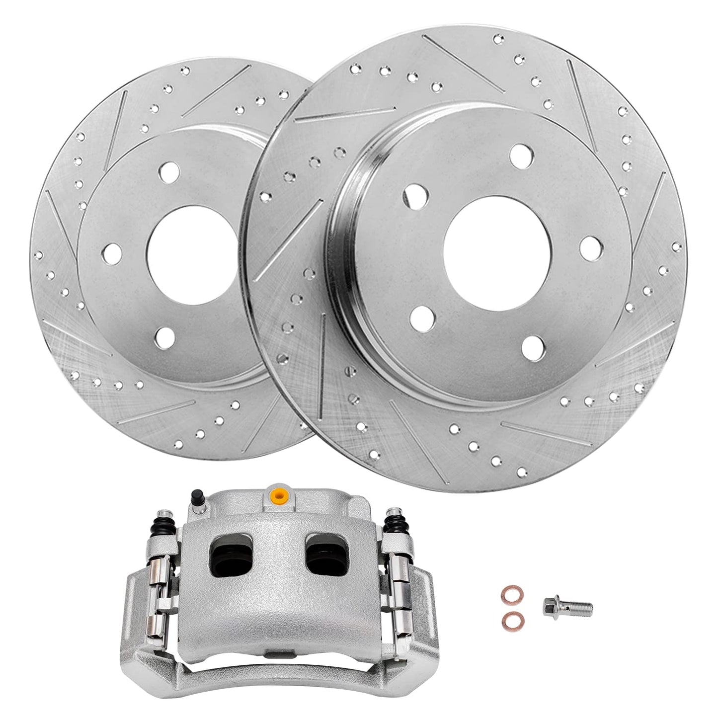 Detroit Axle - Rear Brake Kit for Chevy Silverado Sierra 1500 Suburban Yukon XL Tahoe Escalade ESV Drilled & Slotted Brake Rotors Ceramic Brakes Pads