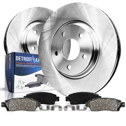 Detroit Axle - Front Brake Kit for Chevy GMC Silverado Sierra Suburban Savana Express Yukon XL 1500 Tahoe Avalanche Escalade ESV EXT XTS Brake Rotors Ceramic Brakes Pads : 12.99" inch Rotor