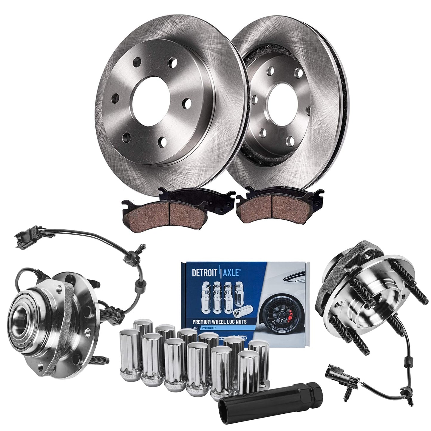 Detroit Axle - Brake Kit for 14-20 Nissan Rogue, 17-22 Rogue Sport, Front and Rear Disc Brake Rotors Ceramic Brake Pads 2018 2019 Replacement