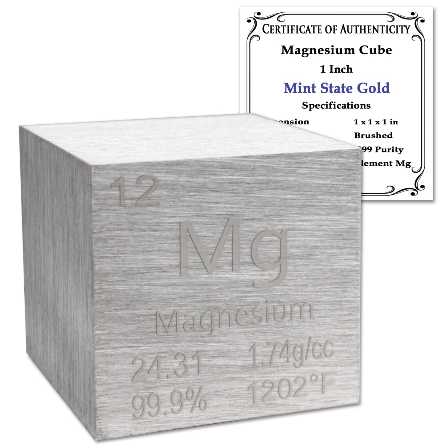 99.95% Pure 1" Inch Copper Cube - Element Design with Certificate of Authenticity
