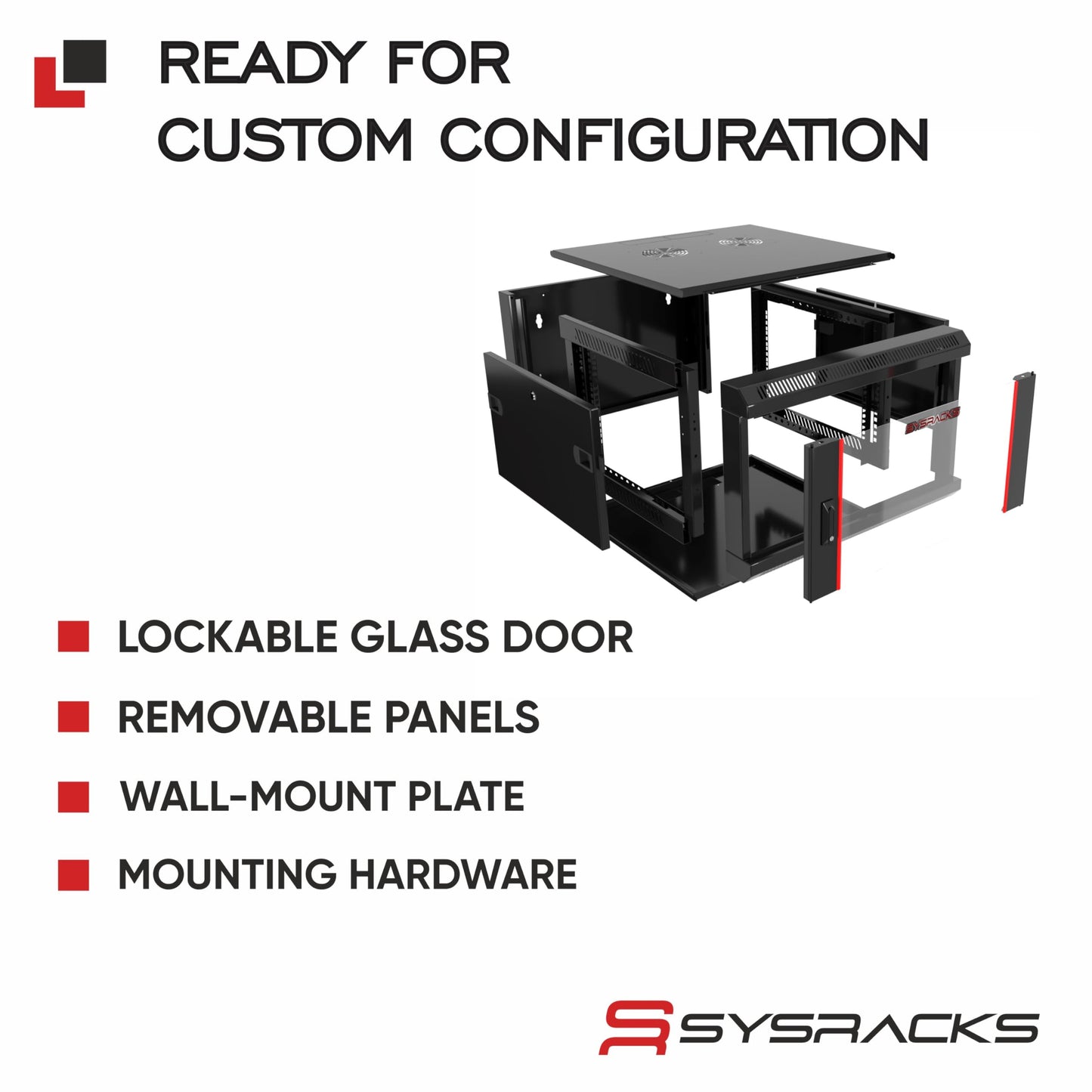 15U Wall Mount Network Cabinet, 18 Inch Deep Enclosed Server Rack with Locking Tempered Glass Door for Home Lab, Office IT & AV Equipment