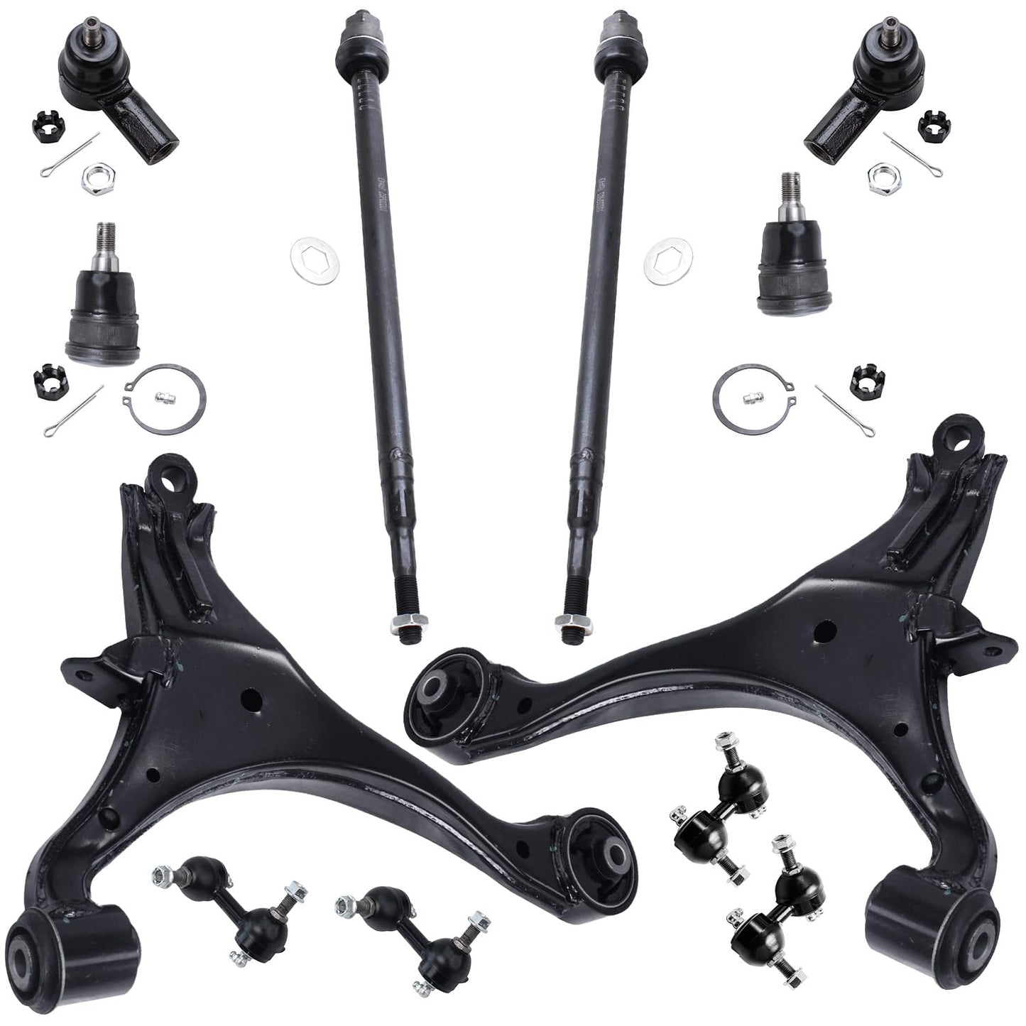 Detroit Axle - 12pc Front End Kit for 07-13 Chevy Silverado 1500 GMC Sierra | Suburban Yukon XL 1500 Tahoe Escalade ESV EXT, 2 Upper Control Arms 2 Sway Bars 4 Tie Rods 2 Lower Ball Joints 2 Boots