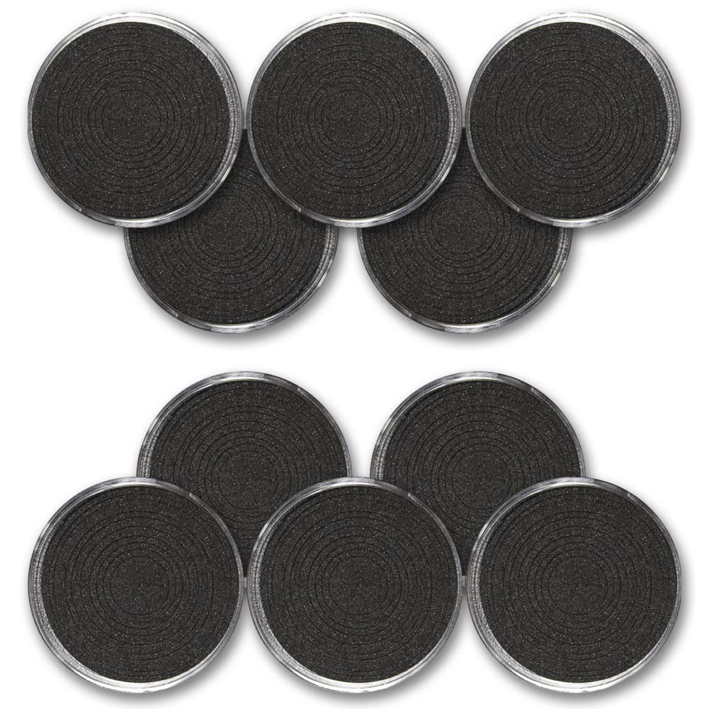Ten (10) Clear Acrylic Capsules - Fits Most Popular Gold & Silver Coins - Easy to Open - Protect and Display Your Collection - 9 Sizes with Adjustable Black Ring Foam