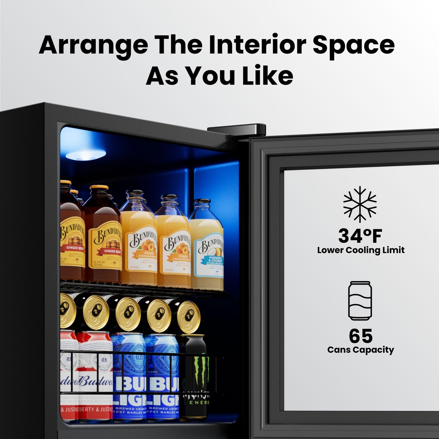 Yeego Beverage Refrigerator Cooler, 155 Cans Mini Fridge with Glass Door Beverage Fridge with Adjustable Shelves for Soda Beer or Wine, Beverage Cooler with Digital Temperature Control for Home Office