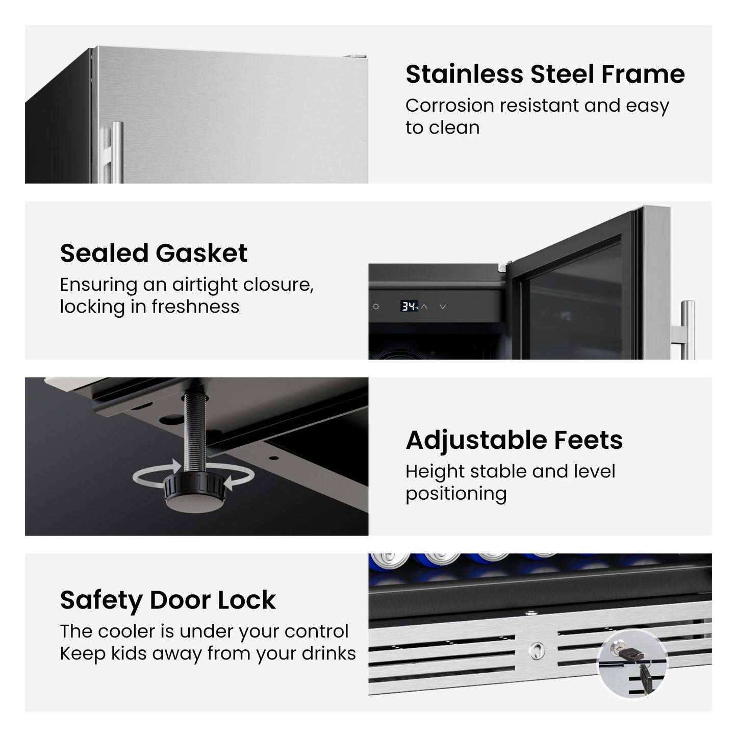 Yeego Beverage Refrigerator & Drink Fridge - 24 inch 180 Cans Beer Cooler Glass Door, 34-54℉ Under Counter Refrigerator Built-in for Drink Soda Wine for Bar Office Bedroom
