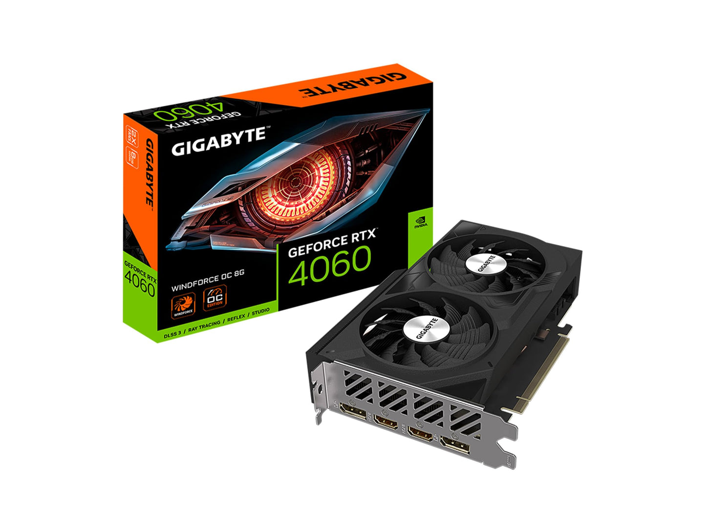 GIGABYTE GeForce RTX 5060 WINDFORCE OC 8G Graphics Card, Cooling System, 8GB 128-bit GDDR7, PCIe 5.0, Manufactured by NVIDIA, DisplayPort & HDMI - Video Output Interface, GV-N5060WF2OC-8GD Video Card