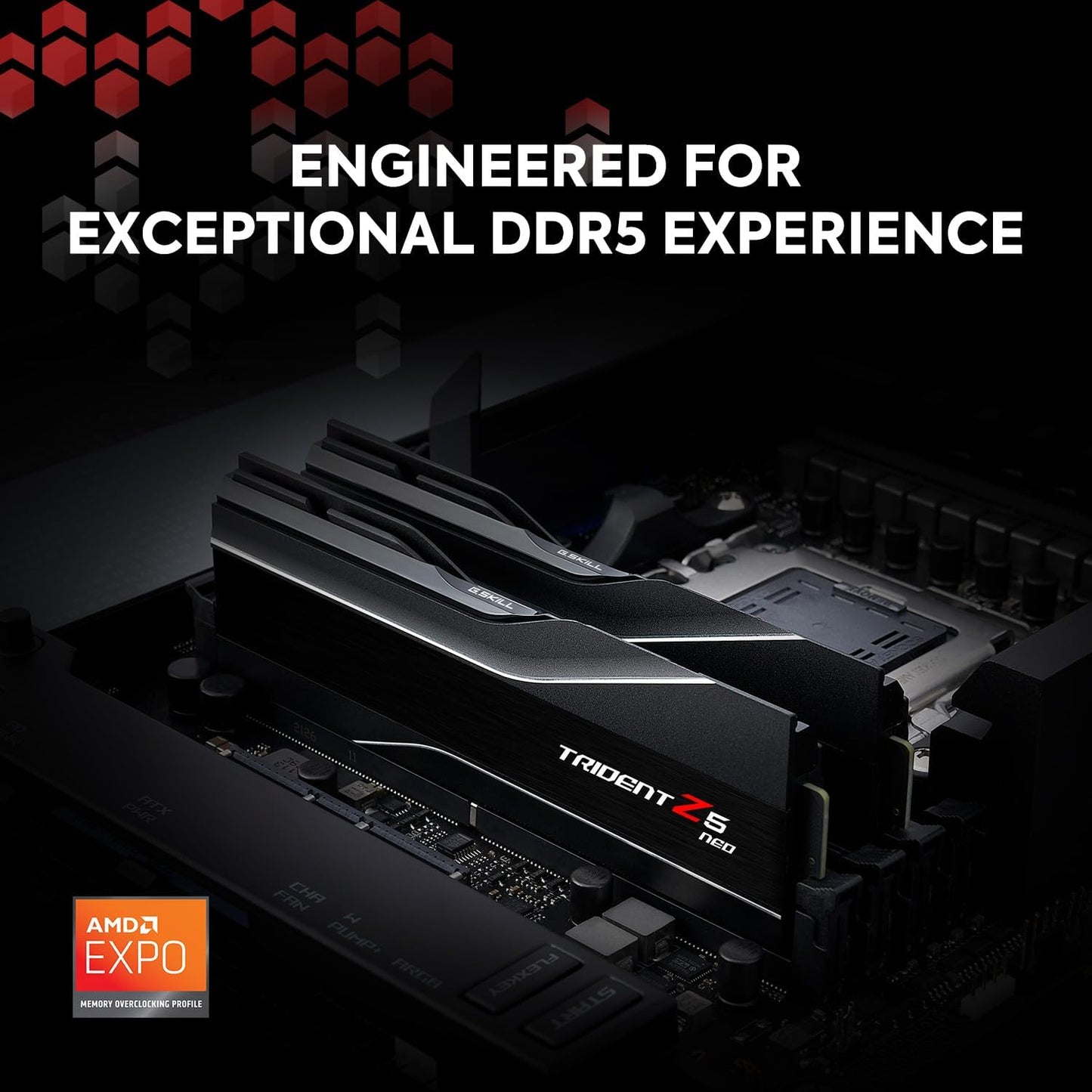 G.SKILL Trident Z5 Neo Series DDR5 RAM (AMD Expo) 64GB (2x32GB) 6000MT/s CL30-40-40-96 1.40V Desktop Computer Memory U-DIMM - Matte Black (F5-6000J3040G32GX2-TZ5N)