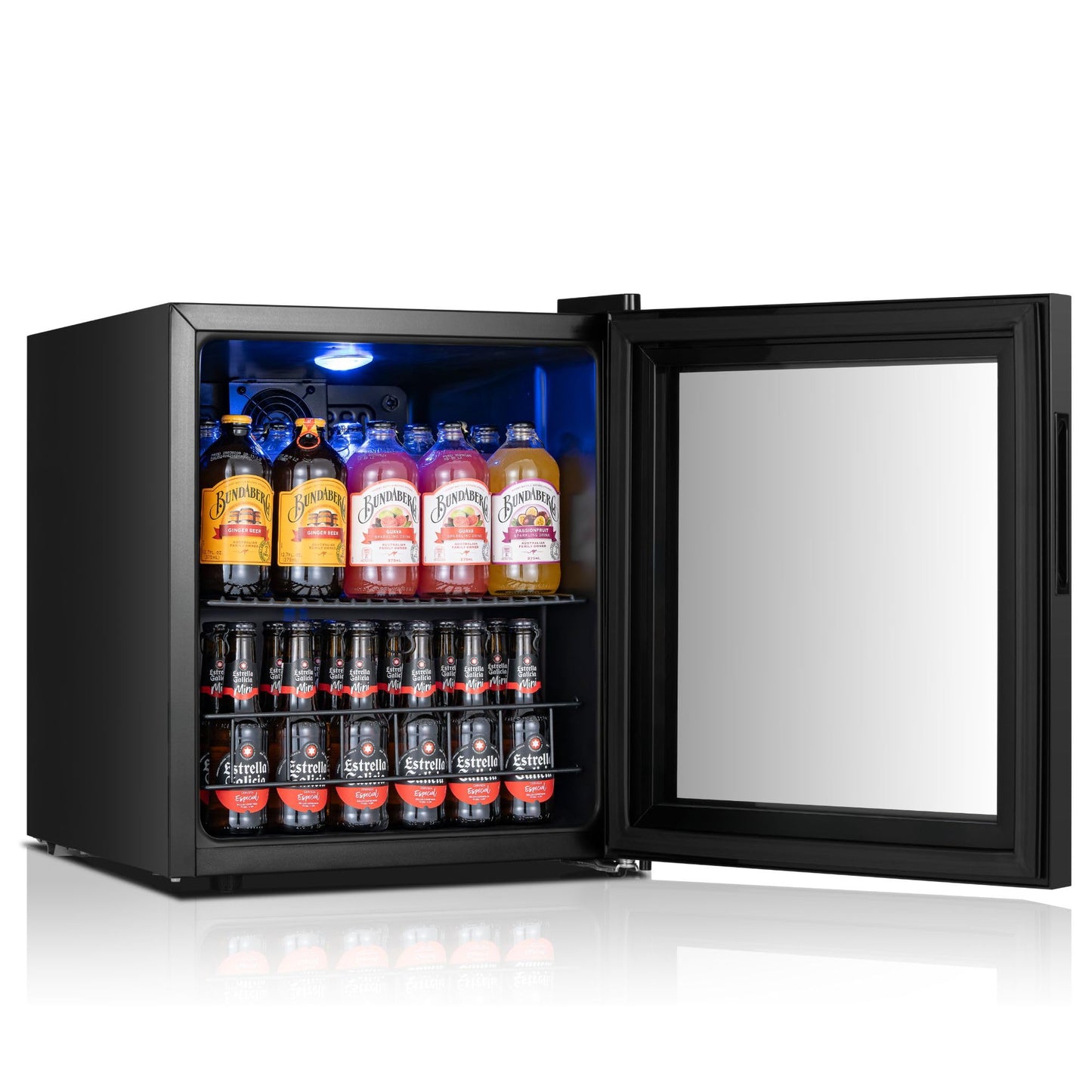 Yeego Beverage Refrigerator, 130 Can Mini Fridge with Glass Door, Adjustable Shelves, Digital Temperature Control 34°F-54°F, Drink Cooler for Soda, Beer and Wine, Freestanding or Under Counter, Black