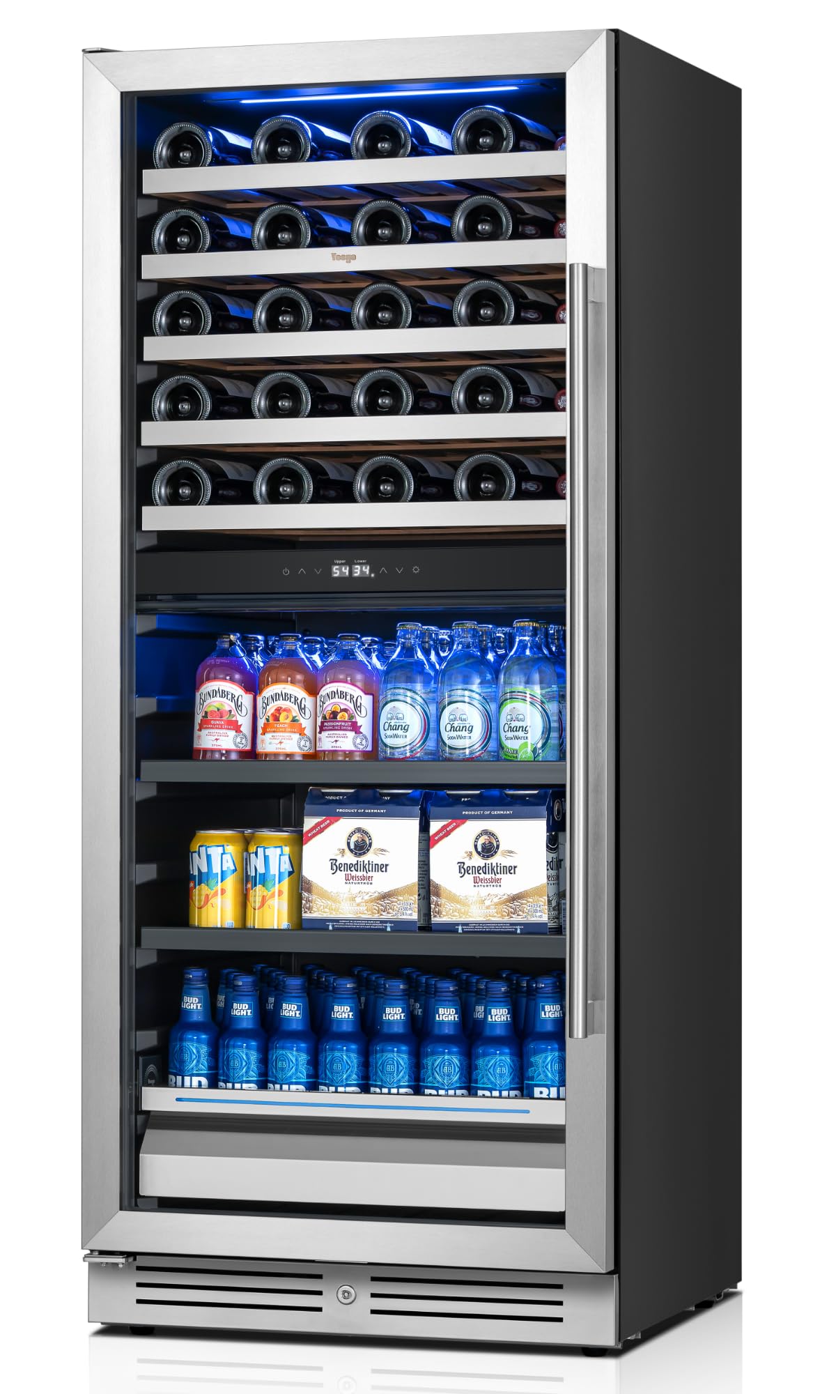Yeego 24 Inch Wine Fridge Cooler - 52 Bottles Wine Cooler with Glass Door, 40-65℉ Built-In or Freestanding Refrigerator, Under Counter Wine Fridge for Kitchen Bar Office (Left-Hinged)