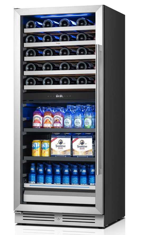 Yeego 24 Inch Wine Fridge Cooler - 52 Bottles Wine Cooler with Glass Door, 40-65℉ Built-In or Freestanding Refrigerator, Under Counter Wine Fridge for Kitchen Bar Office (Left-Hinged)