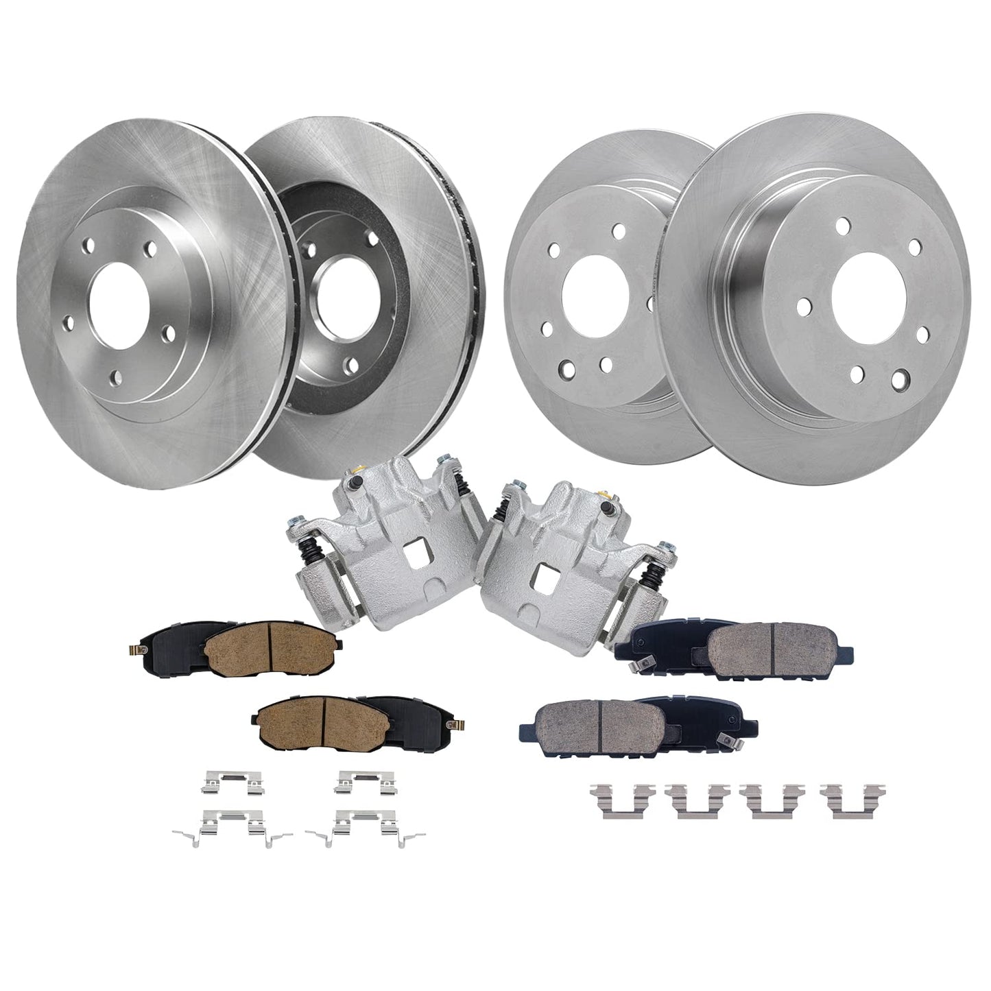 Detroit Axle - Brake Kit for Nissan Pathfinder Murano INFINITI QX60 X35, Disc Rotors Ceramic Pads 2013-2021 Replacement: 12.60" Front and 12.13" Rear Rotor