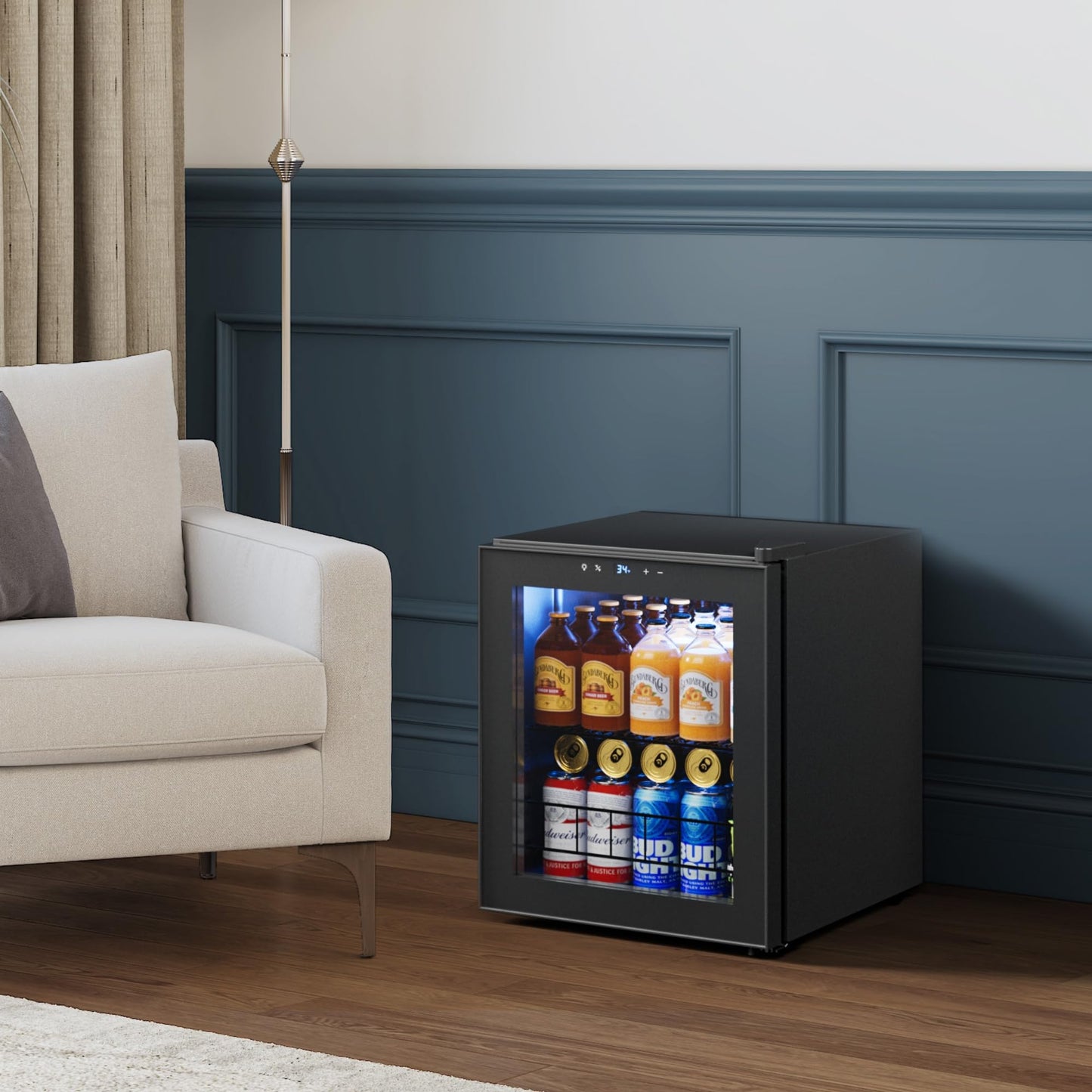 Yeego Beverage Refrigerator Cooler, 155 Cans Mini Fridge with Glass Door Beverage Fridge with Adjustable Shelves for Soda Beer or Wine, Beverage Cooler with Digital Temperature Control for Home Office