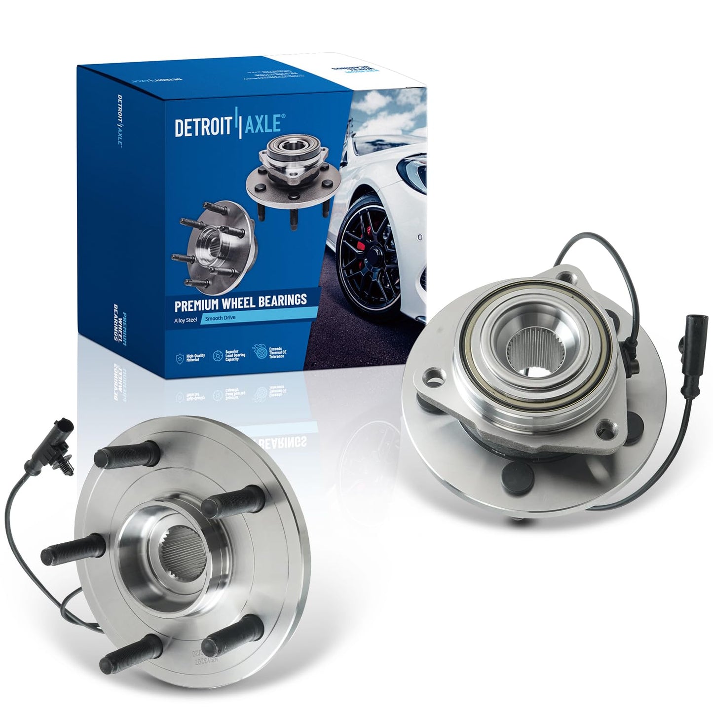 Detroit Axle - Pair 2WD Front Wheel Bearing Hub Assembly for 99-06 Chevy Silverado Sierra 1500, 00-06 Suburban 1500 Tahoe Yukon GMC Yukon XL 1500, 02-06 Cadillac Escalade 6 Lugs [with ABS]