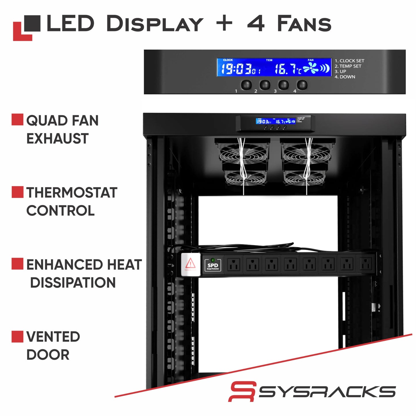 37U Home Server Rack Cabinet – 19" Floor Standing Network Rack, 32" Deep Homelab Rack with Locking Glass Door, Cooling Fans, PDU & Shelf for NAS, Router, Switch and AV Equipment