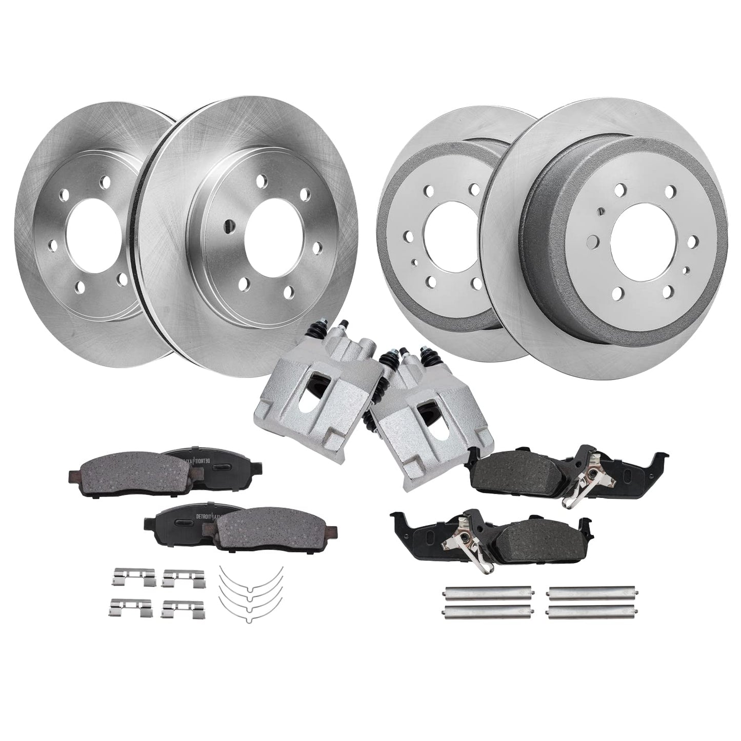 Detroit Axle - 6 Lugs Brake Kit for 12-20 Ford F-150 [with Manual Parking Brake] Ceramic Brakes Pads 2012 2013 2014 2015 2016 2017 2018 2019 2020: 13.78'' inch Front and 13.70'' inch Rear Brake Rotors
