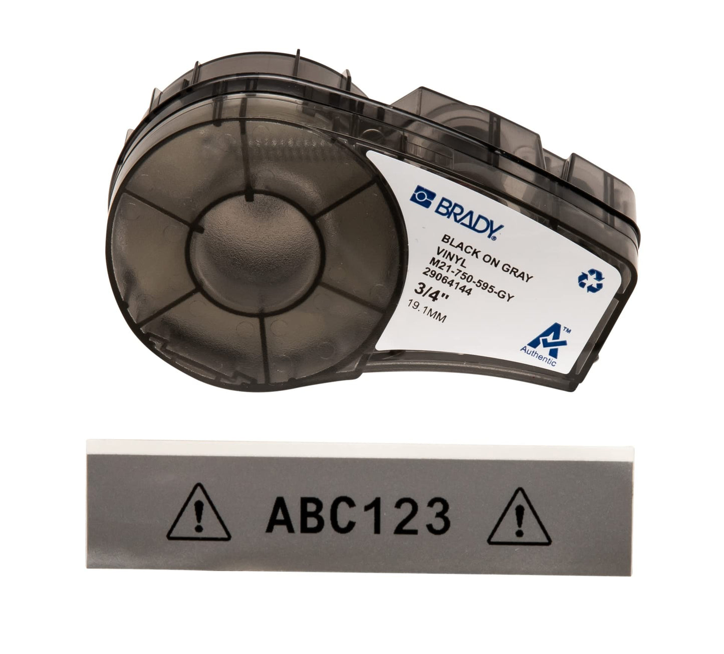Brady Authentic (M21-750-595-WT) All-Weather Vinyl Label for Indoor/Outdoor ID, Lab and Equipment Labeling, Black on White- For M210, M210-LAB, M211, BMP21-PLUS and BMP21-LAB Printers, .75" W 21' L