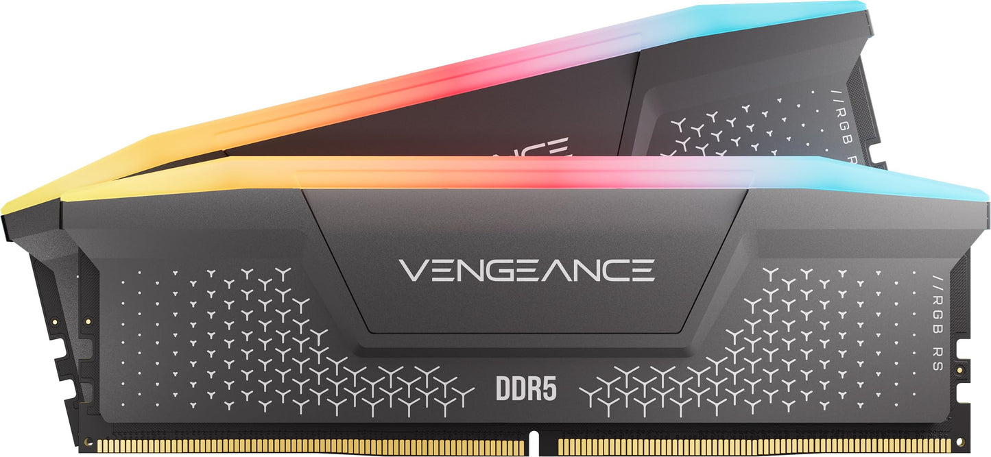 CORSAIR Vengeance RGB RS DDR5 RAM 32GB (2x16GB) Up to 6000MHz CL36-44-44-96 1.35V AMD Expo Intel XMP Computer Desktop Memory – Gray (CMG32GX5M2E6000Z36)