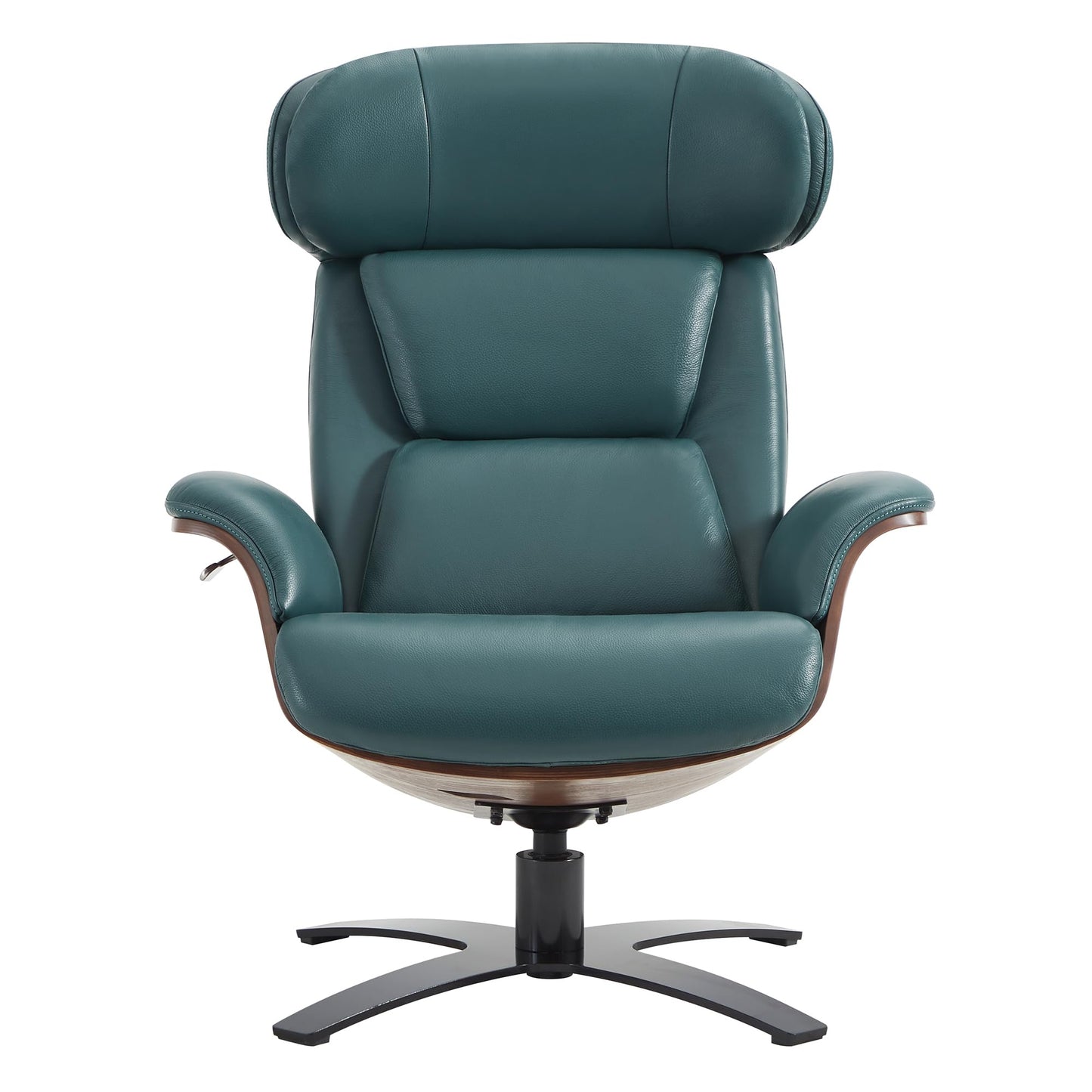 CHITA Genuine Leather Reclining Swivel Chair with Adjustable Headrest and Ottoman for Living Room, Office, Saddle