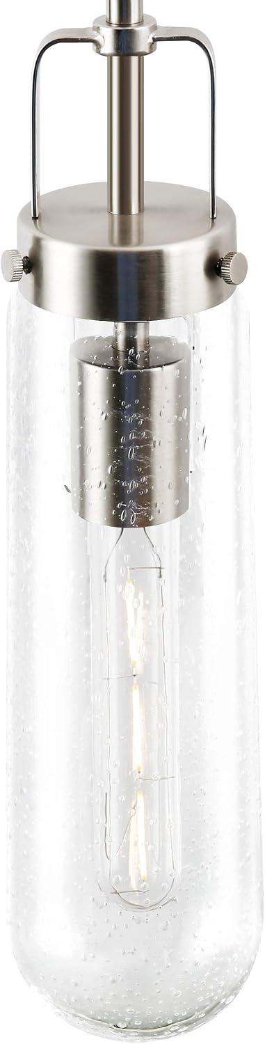 Light Society Tahoe Pendant Light, Seeded Glass with Satin Nickel Finish, Contemporary Mid Century Modern Style Lighting Fixture