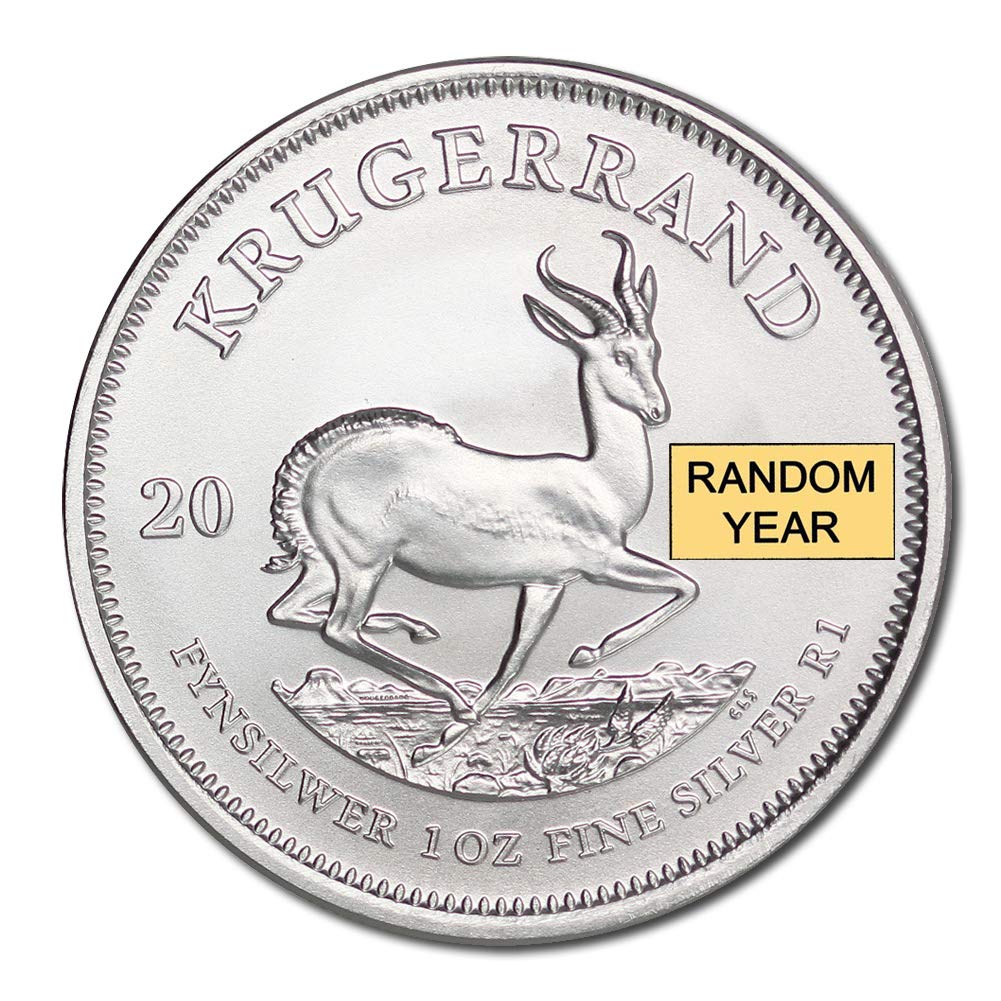2017 - Present (Random Year) 1 oz South African Silver Krugerrand Coin Brilliant Uncirculated with a Certificate of Authenticity 1 Rand (R1) Seller BU
