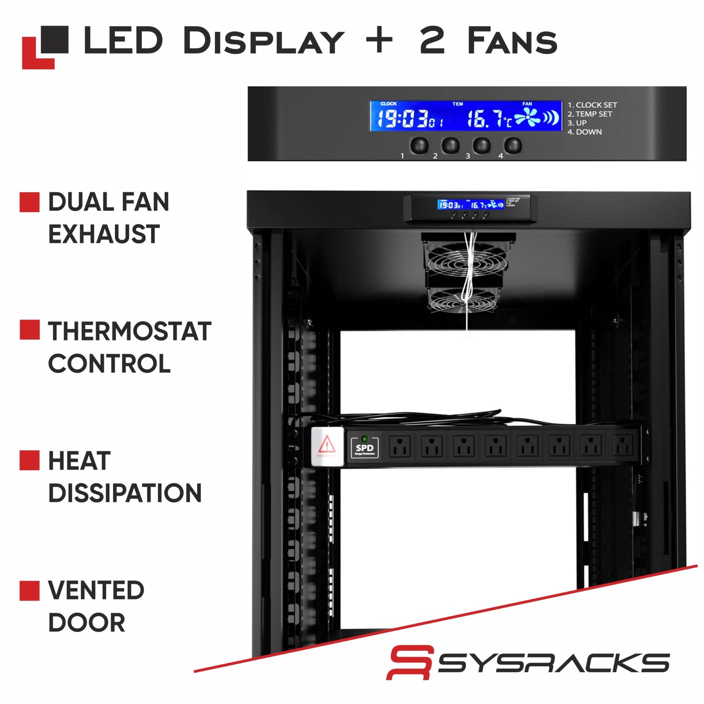 19" Server Rack Cabinet 18U – 35" Deep Network Cabinet Enclosure with Glass Door, Locking Panels, Cooling Fans, PDU & Shelf, IT Rack for Servers, Switches, AV Equipment