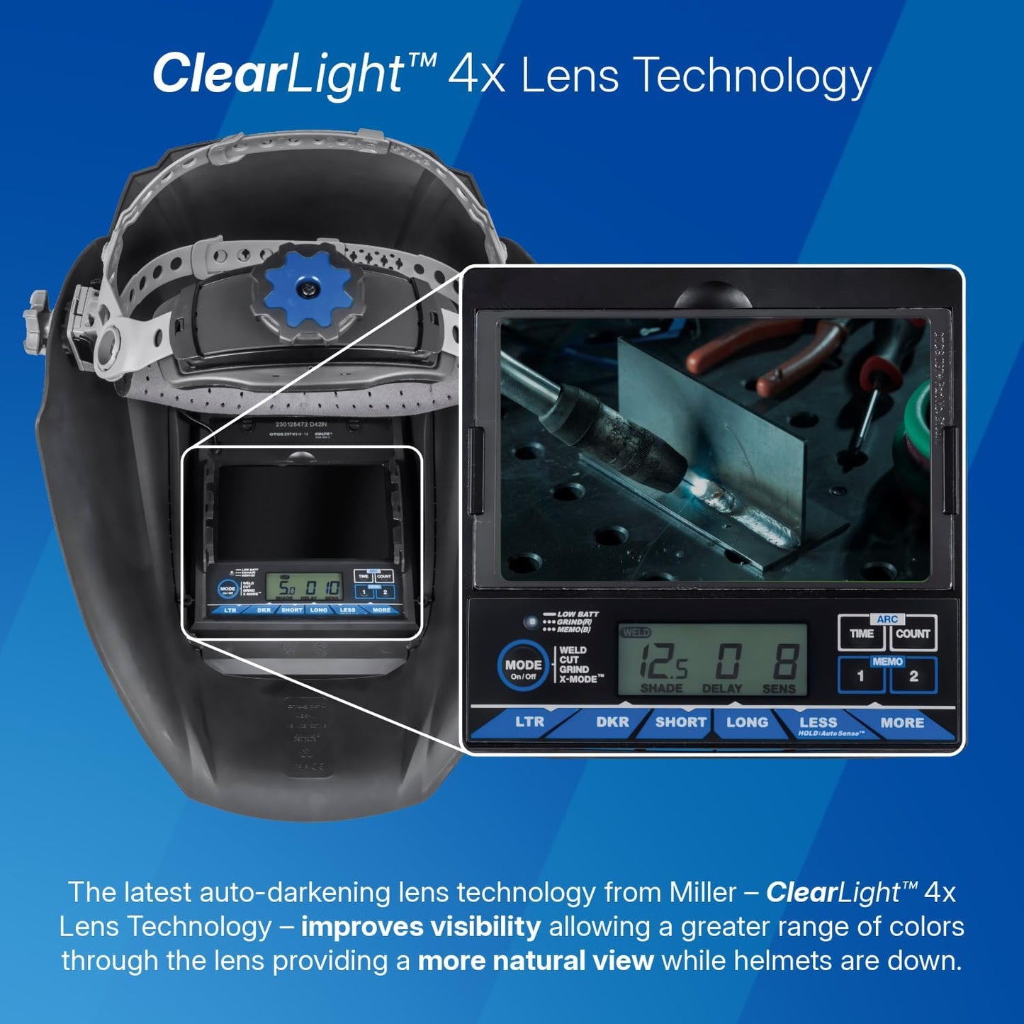 Miller Digital Elite™ Welding Helmet, ClearLight™ 4X Lens, Black (QR) | For welders who want the ultimate performance with a lightweight design; professional welding hood