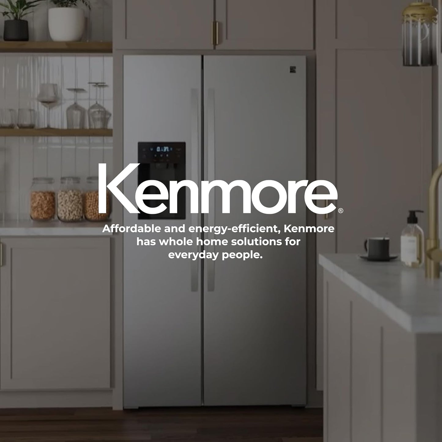 Kenmore 36" Side-by-Side Refrigerator with Freezer - Accela Chill, Water & Ice Dispenser, Adjustable Glass Shelves, ENERGY STAR Certified, 20 cu. ft. Capacity - Fingerprint Resistant Stainless Steel