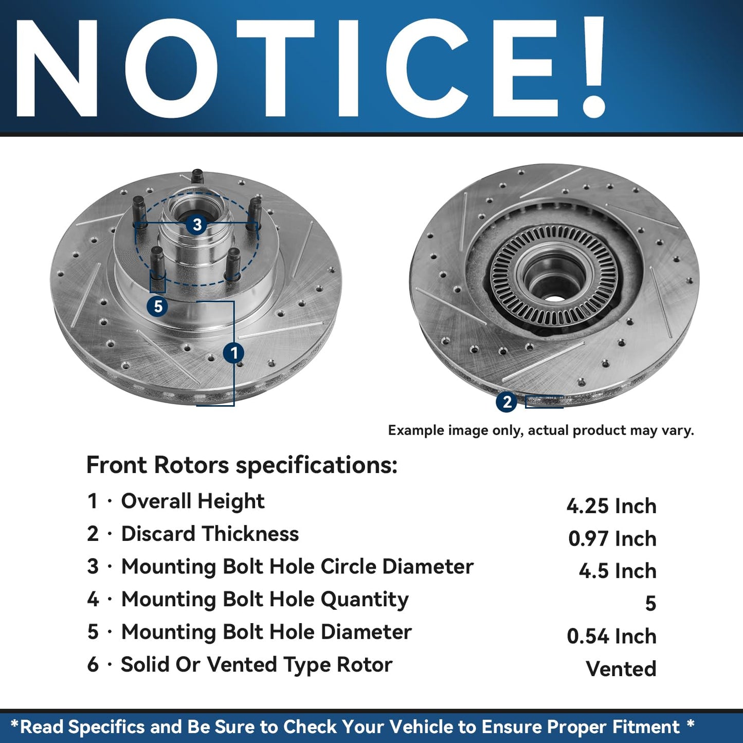 Detroit Axle - Front Brake Kit for Chevy GMC Silverado Sierra Suburban Express Savana 1500 Tahoe Yukon XL Escalade ESV EXT XTS Drilled & Slotted Brake Rotors Ceramic Brakes Pads : 12.99'' inch Rotor