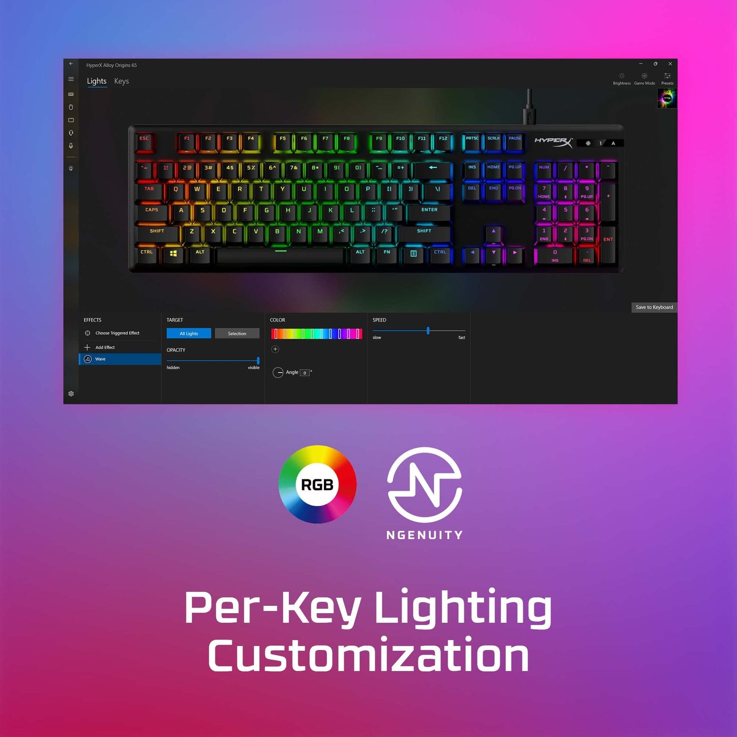 HyperX Alloy Origins 65 - Mechanical Gaming Keyboard – Compact 65% Form Factor - Linear Red Switch - Double Shot PBT Keycaps - RGB LED Backlit - NGENUITY Software Compatible,Black