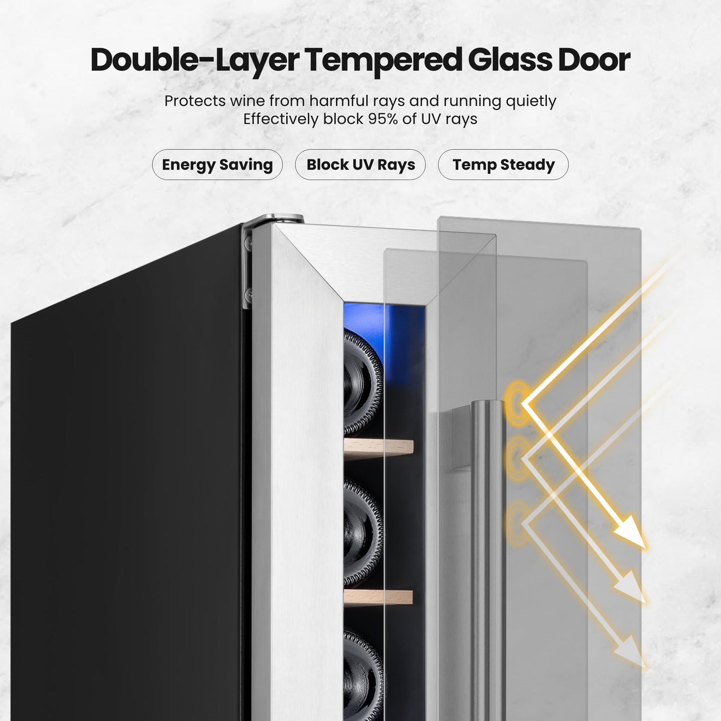 Yeego 24'' Wine Cooler Refrigerator - 52 Bottles Wine Fridge, 40-65°F Dual Zone Wine Refrigerator With Glass Door, Built-In/Freestanding/Under Counter, Adjustable Shelves Fridge for Home Bar Office