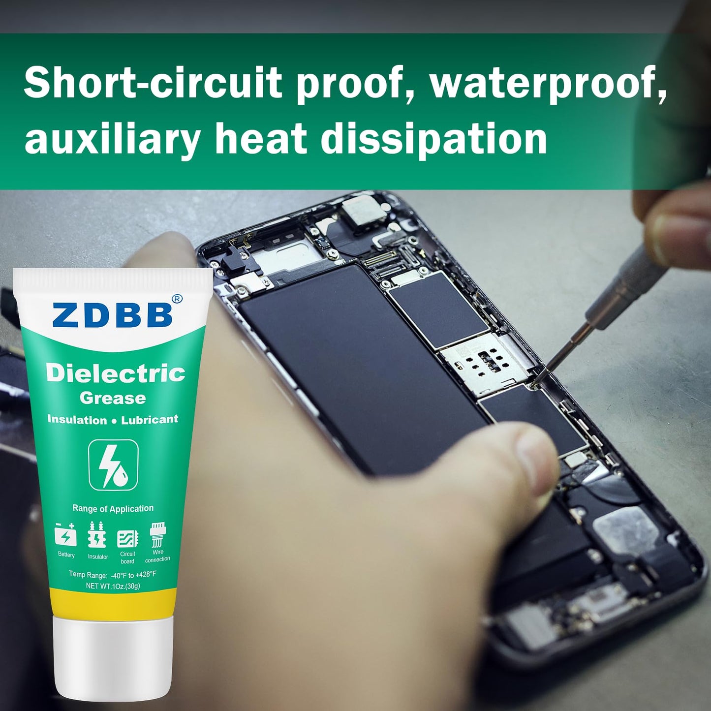 ZDBB Dielectric Grease for Electrical Connectors Automotive, Tune Up Dialectric Grease with a Brush, Electric Grasa Spark Plug, Battery Terminal, Marine Waterproof Heat-Resistant 1oz (1pcs)