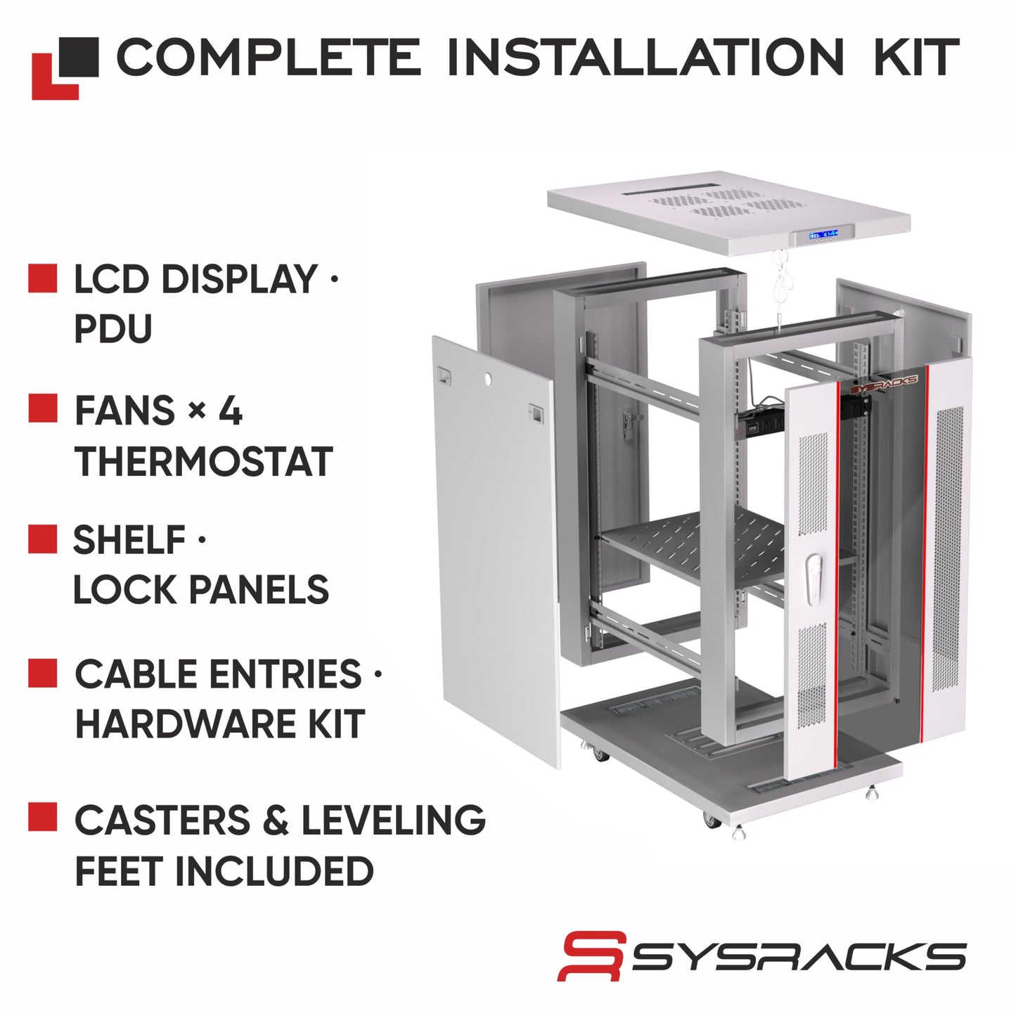 42U Home Server Rack Cabinet – 19" Floor Standing Network Rack, 35" Deep Homelab Rack with Locking Glass Door, Cooling Fans, PDU & Shelf for NAS, Router, Switch and AV Equipment