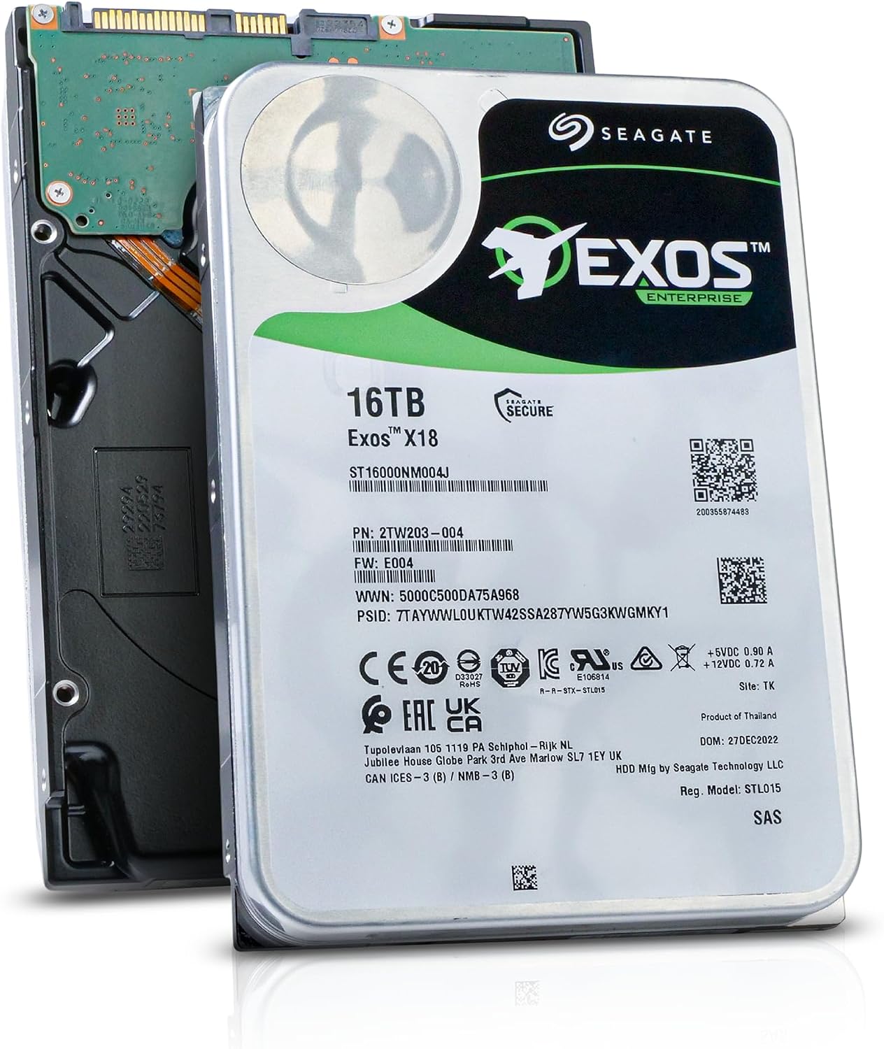 Seagate Exos X18 ST16000NM004J 16 TB Hard Drive - 3.5" Internal - SAS (12Gb/s SAS) (Renewed)